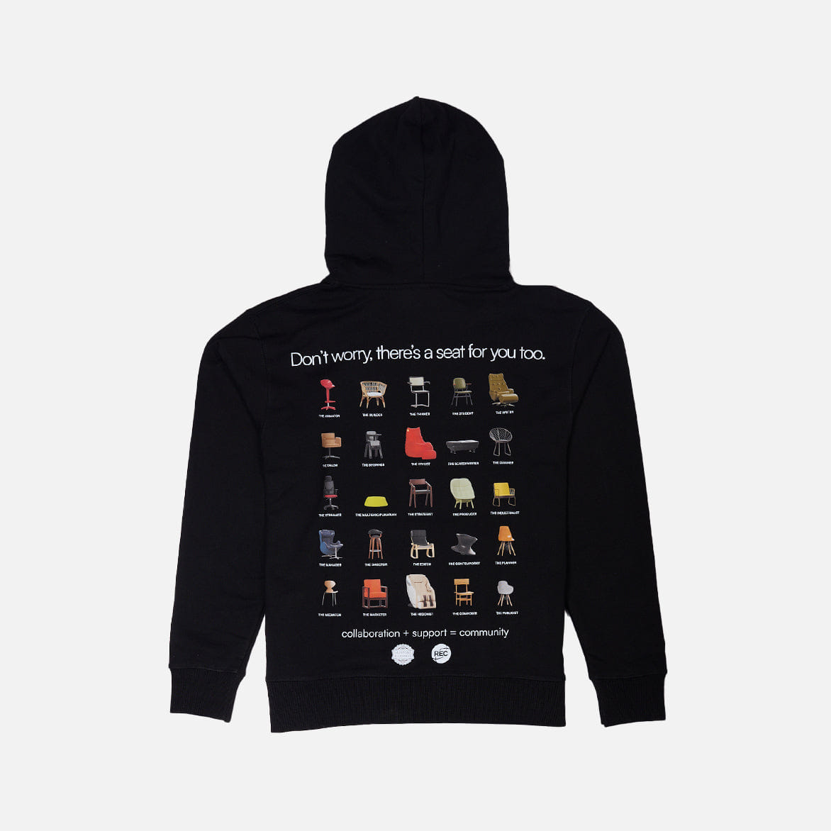 Lapstone & Hammer REC PHILLY x LAPSTONE A SEAT AT THE TABLE HOODIE - BLACK