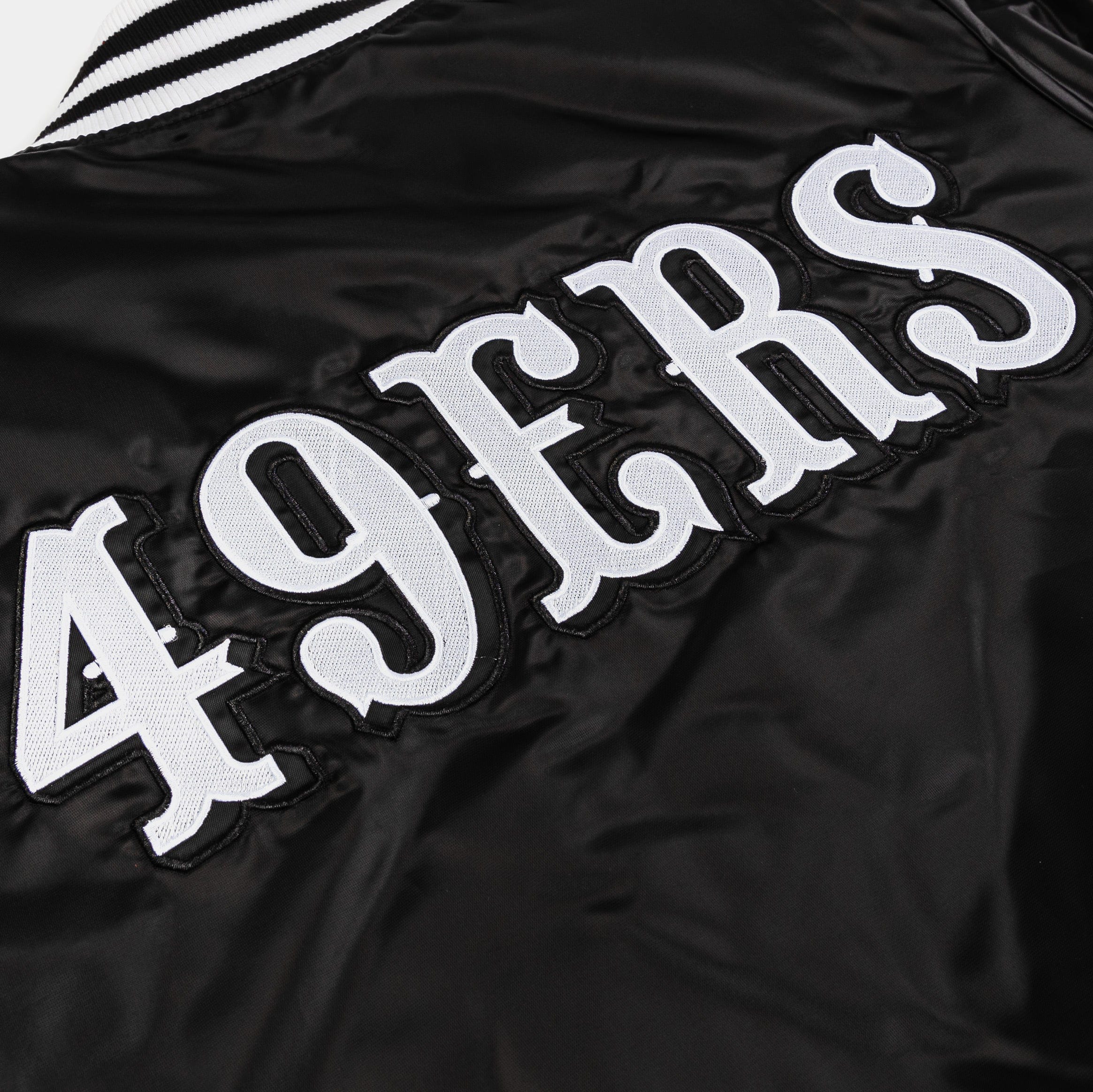 Giii/starter Shoe Palace Exclusive San Francisco 49ers Patch Satin Bomber Mens Jacket (White/Black)