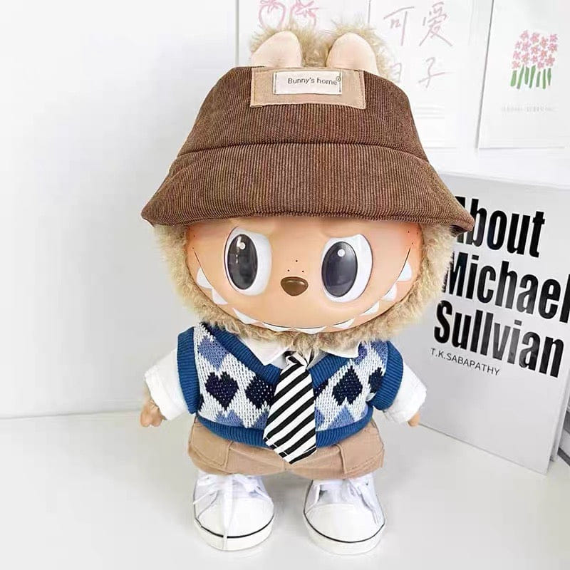 Siubigar 400% Labubu Outfit - Blue Sweater and Brown Pants Set