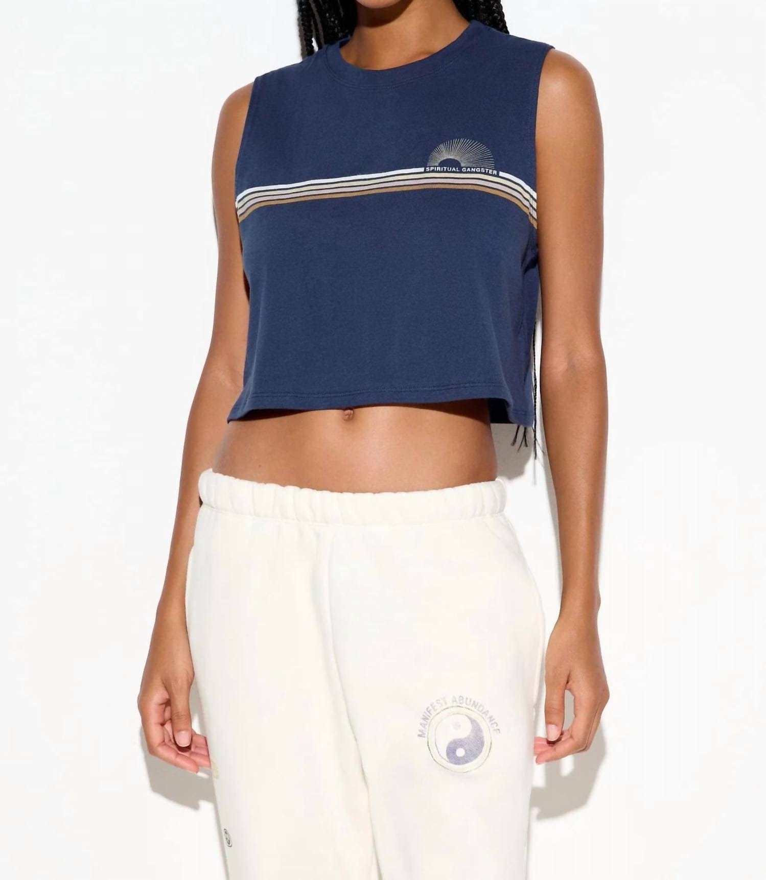 Blue Women's Rays Spirit Crop Tank Top In Blue