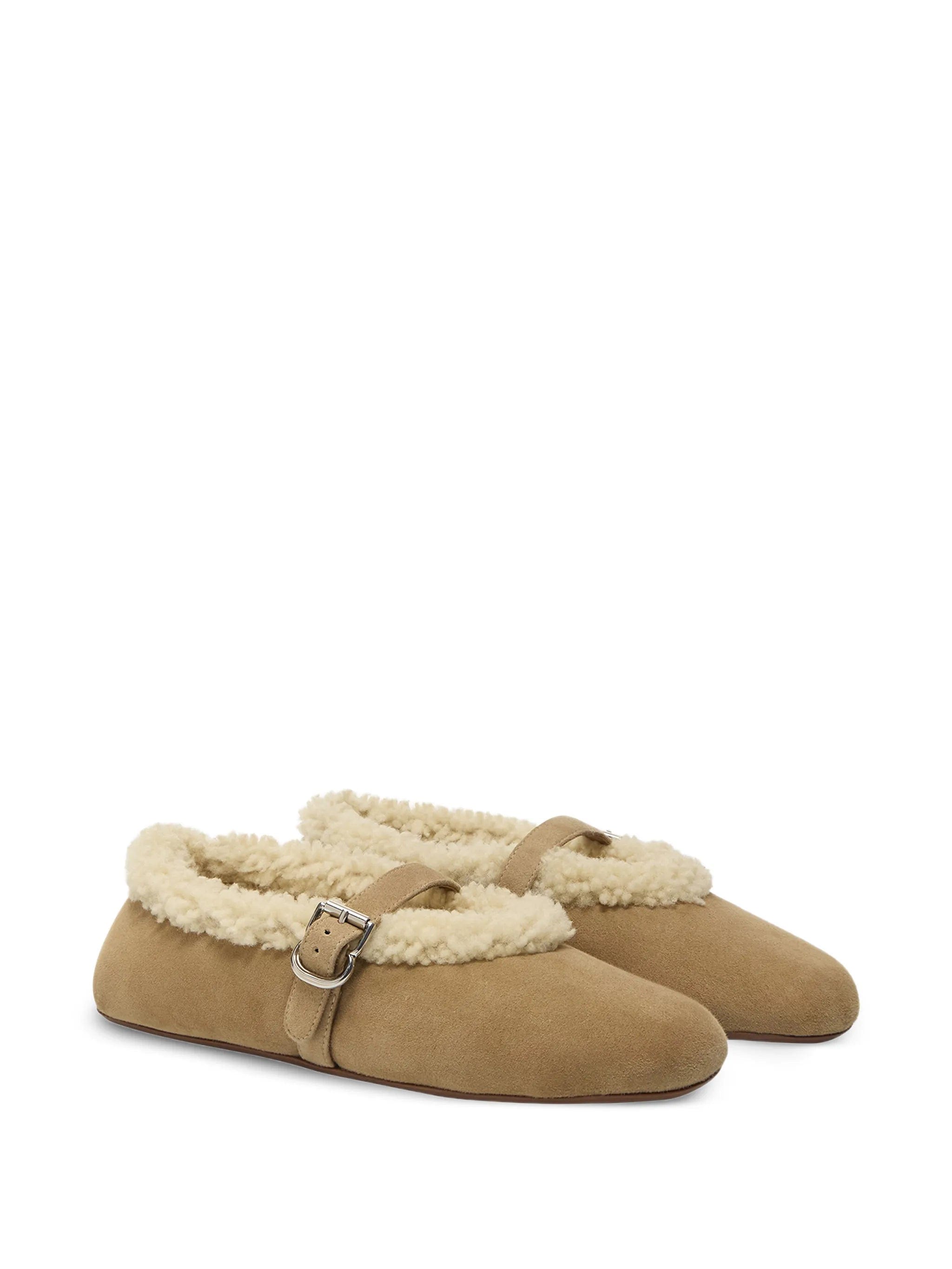 Alaïa shearling - trim ballet flats
