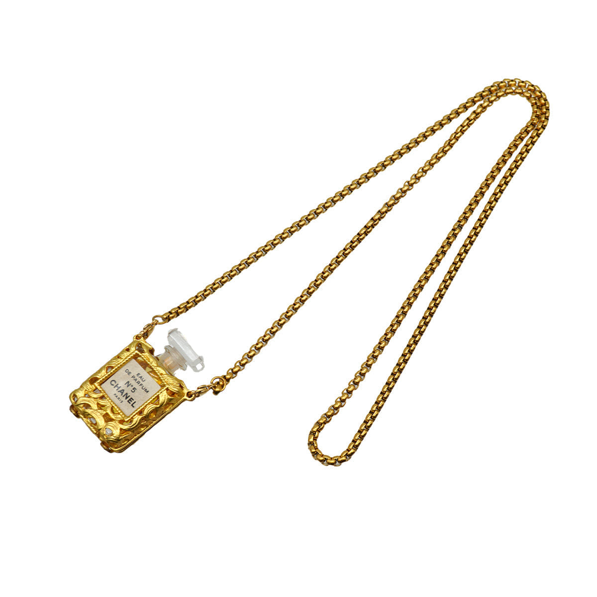 VINTAGE CHANEL NECKLACE PERFUME N°5 GOLD ACCESSORY 90334181