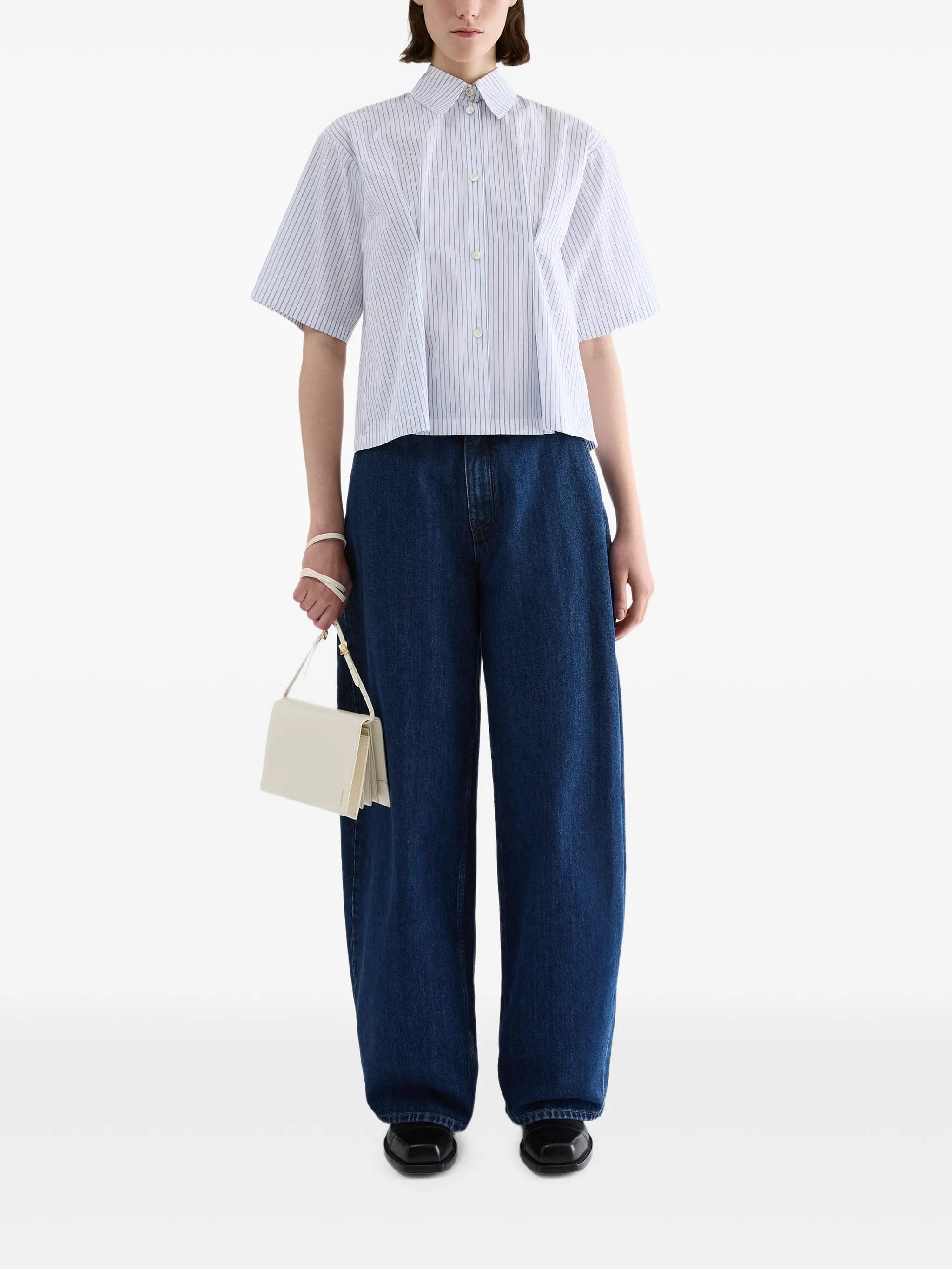 Jil Sander striped pleated - waist shirt