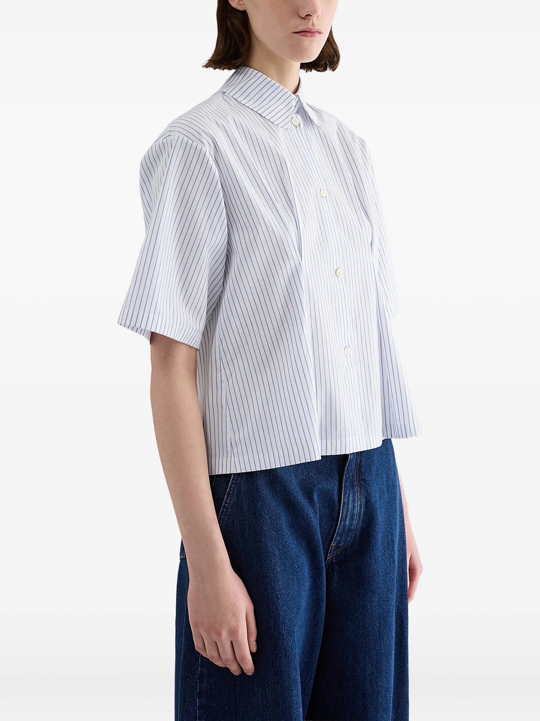 Jil Sander striped pleated - waist shirt