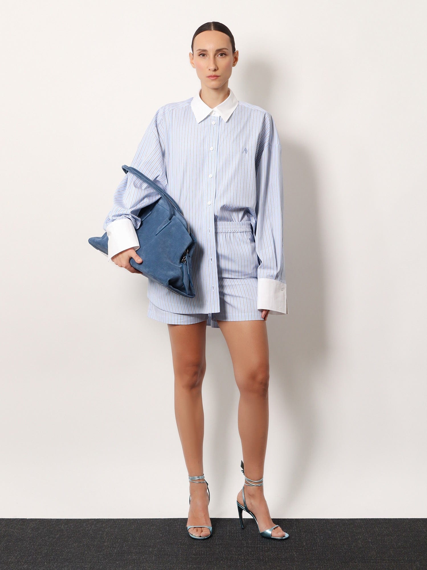 THE Attico Striped cotton shorts