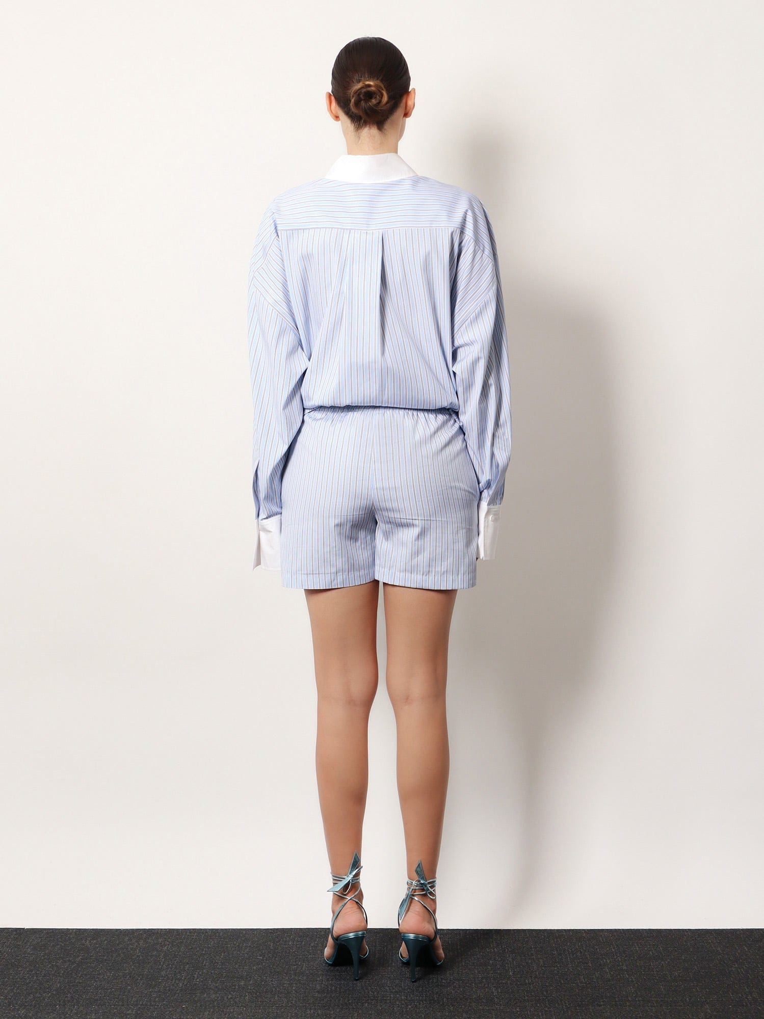 THE Attico Striped cotton shorts