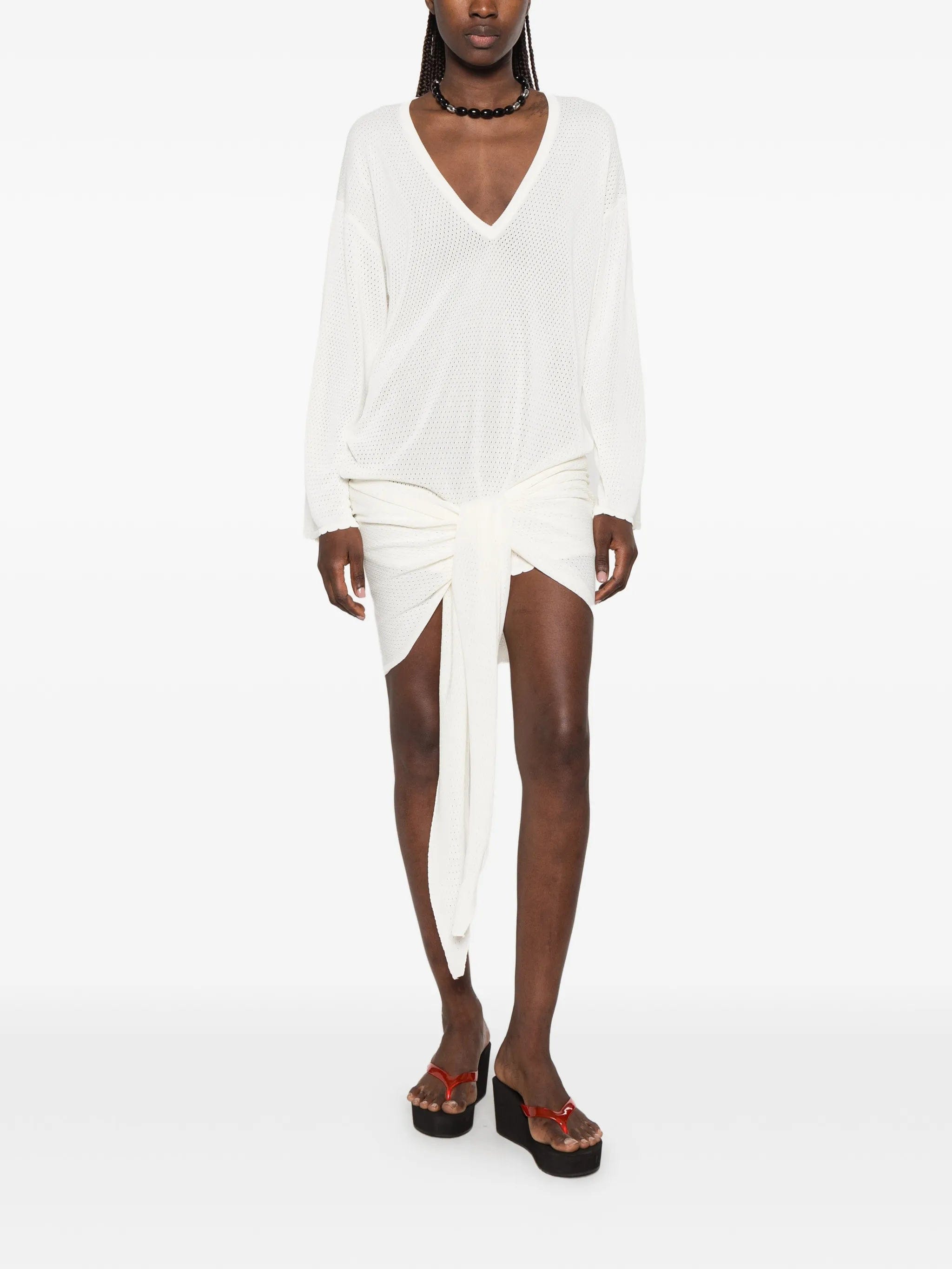 The Attico knot - detail V - neck mini dress