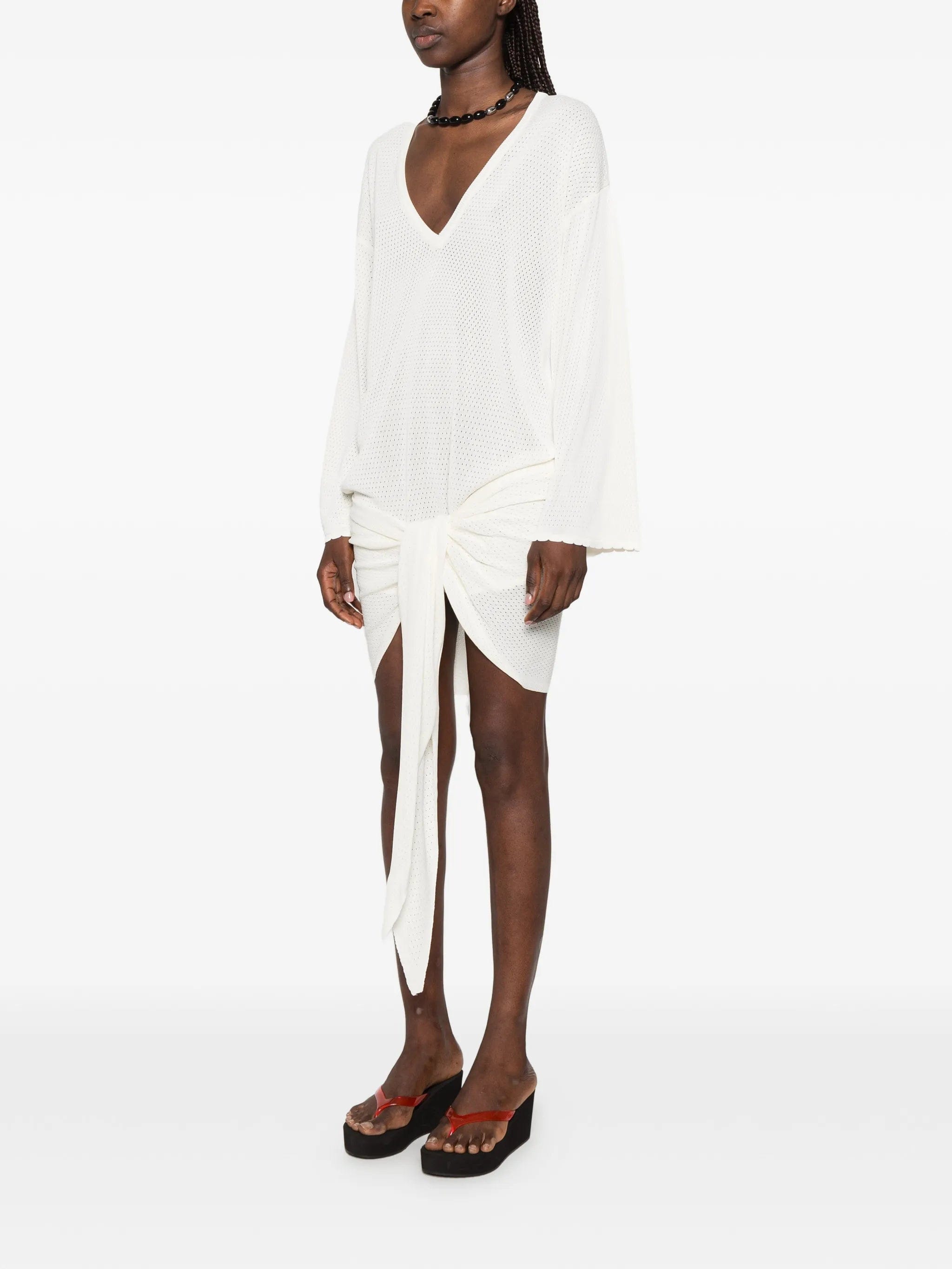 The Attico knot - detail V - neck mini dress