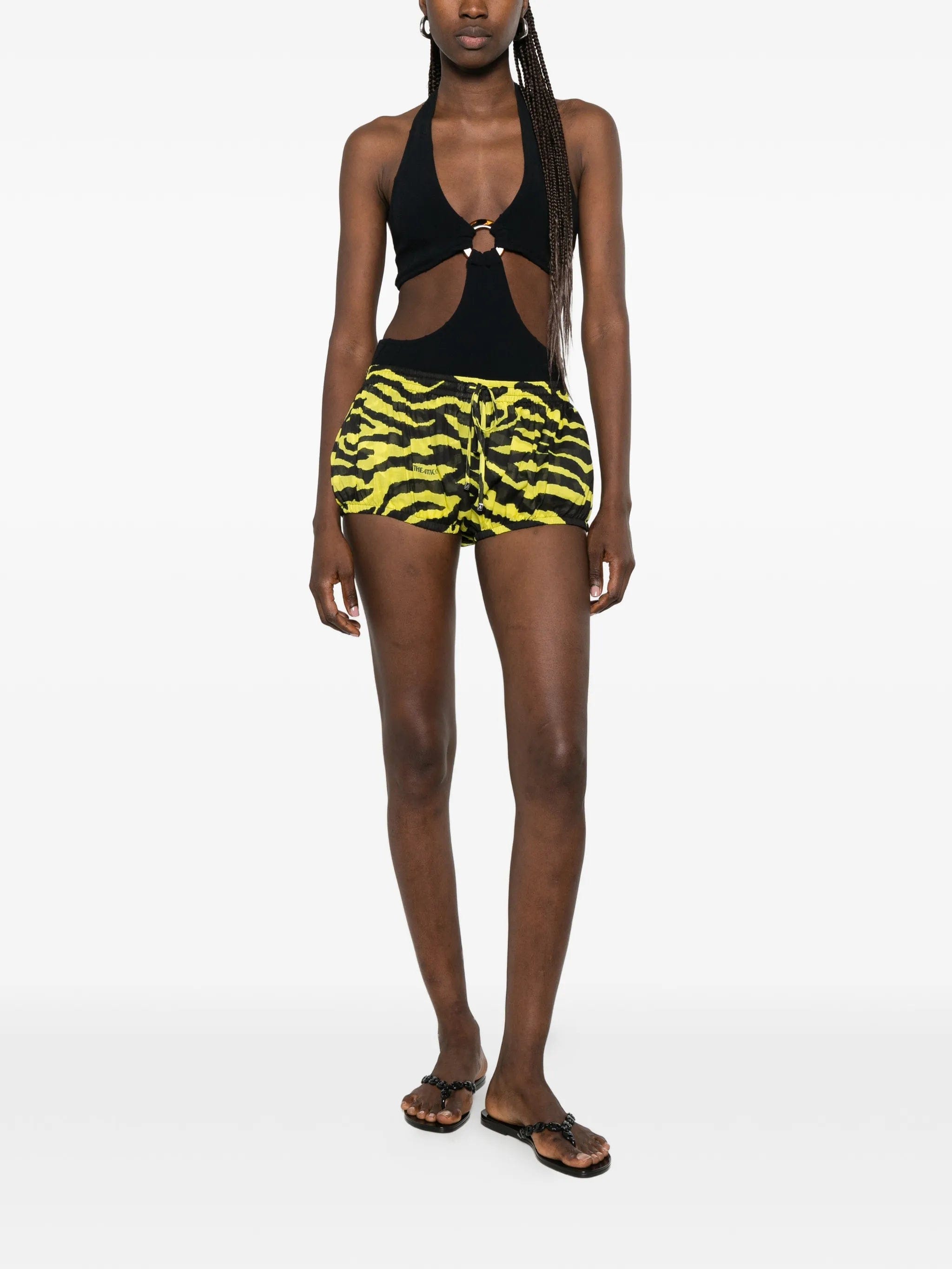 The Attico tiger - print drawstring mini shorts