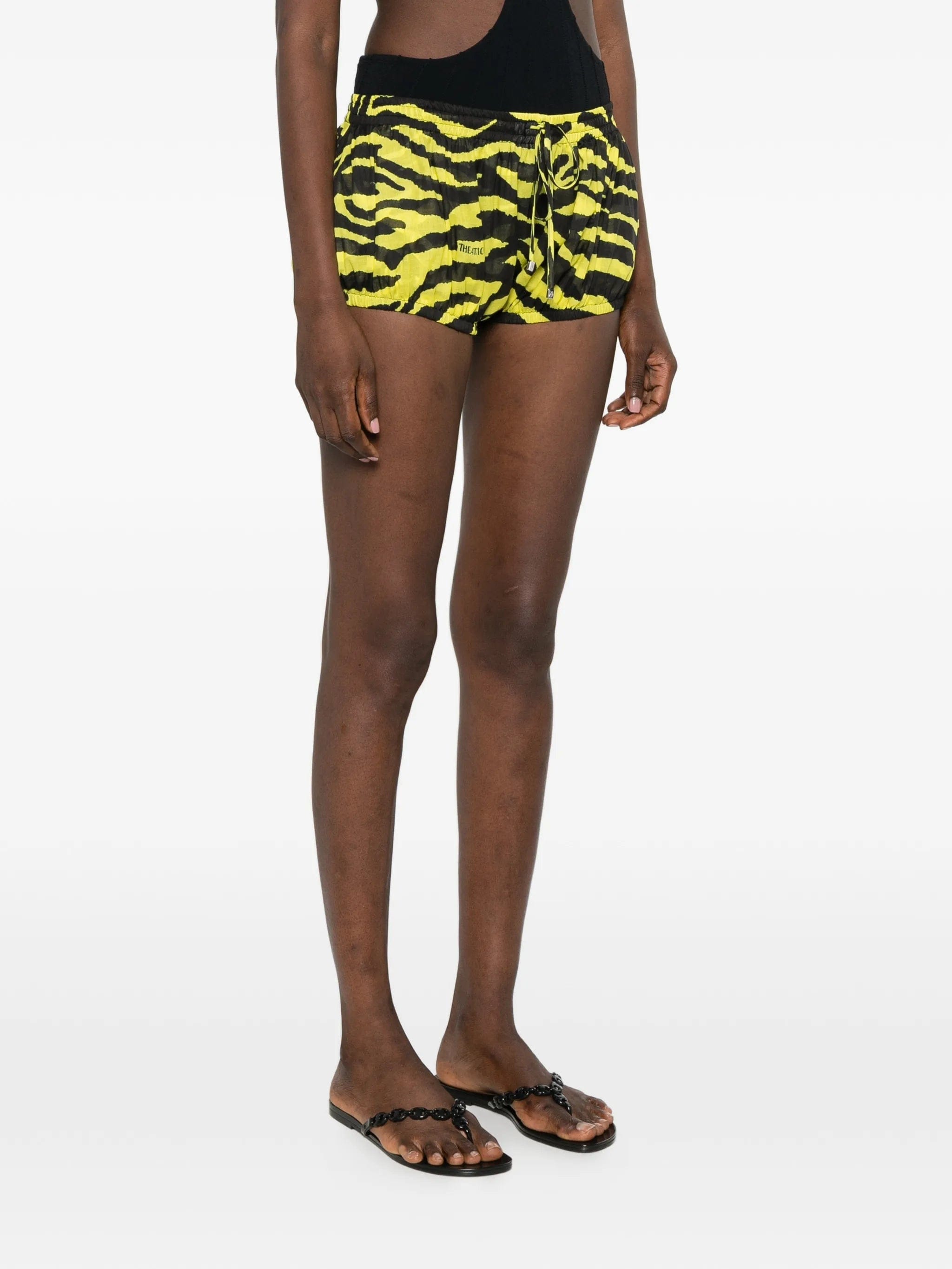 The Attico tiger - print drawstring mini shorts