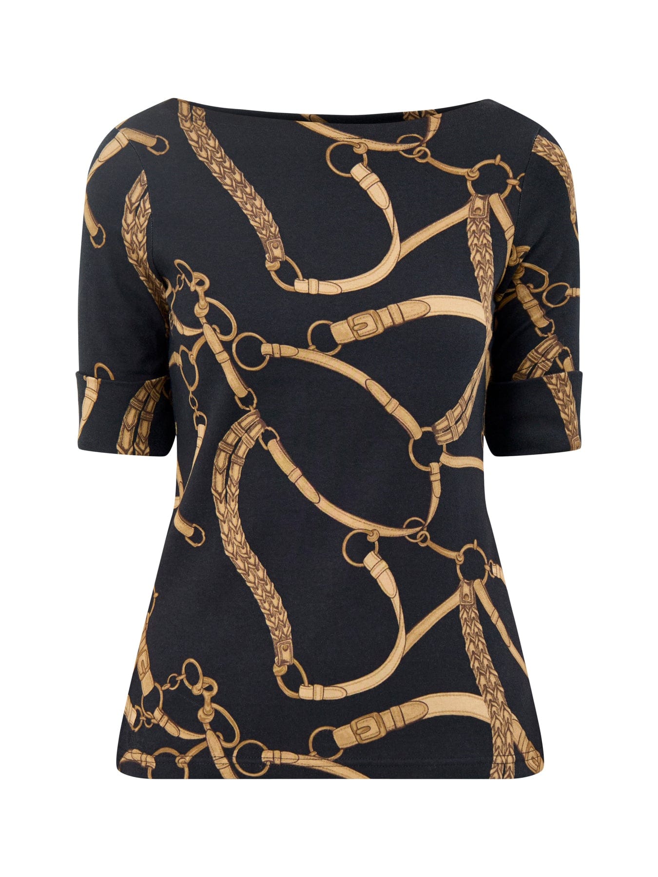Lauren Ralph Lauren Judy Elbow Sleeve Chain Link Print T - Shirt Multi