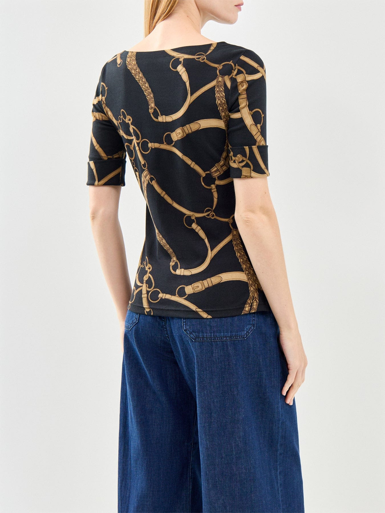 Lauren Ralph Lauren Judy Elbow Sleeve Chain Link Print T - Shirt Multi
