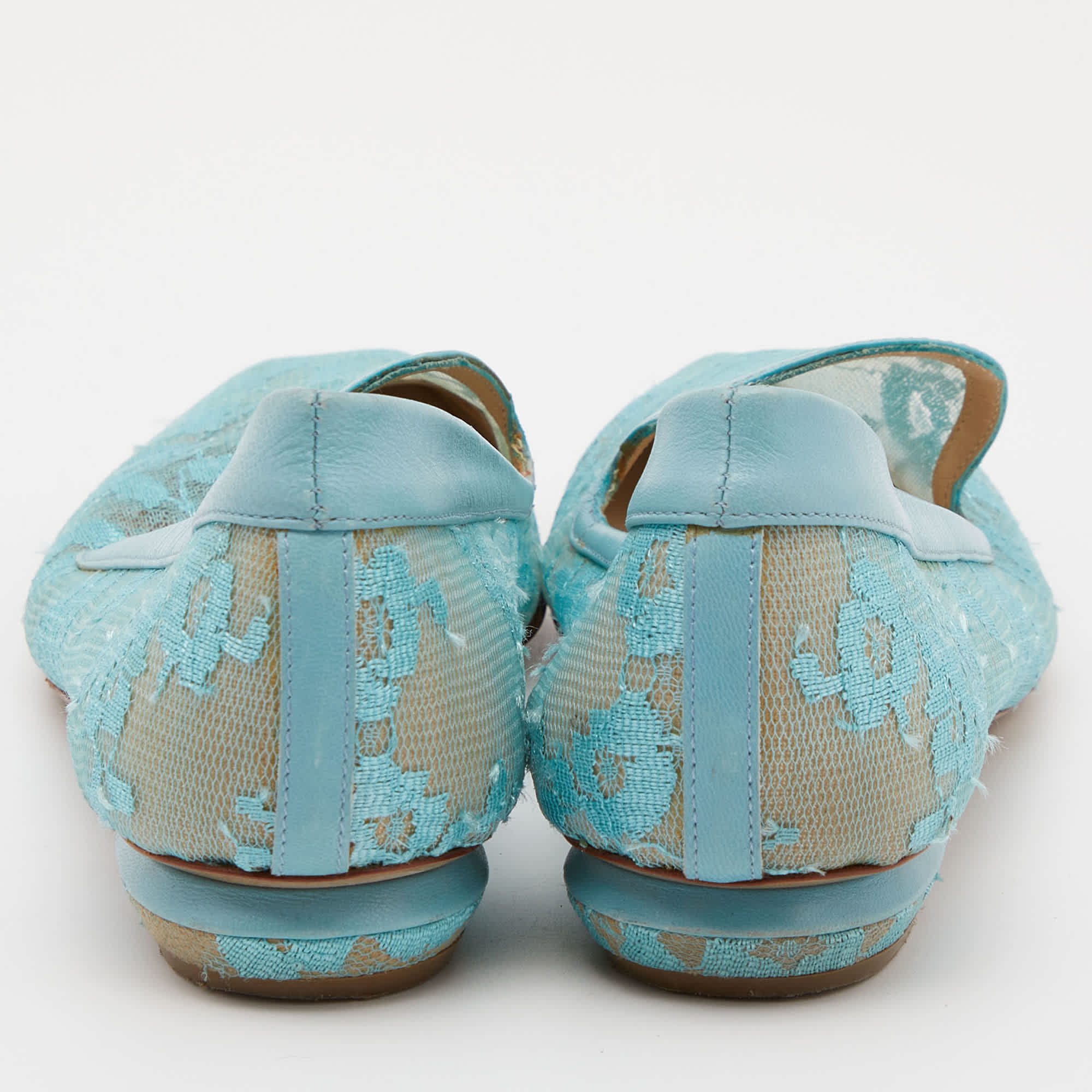 Nicholas Kirkwood Blue Lace And Leather Casati Ballet Flats