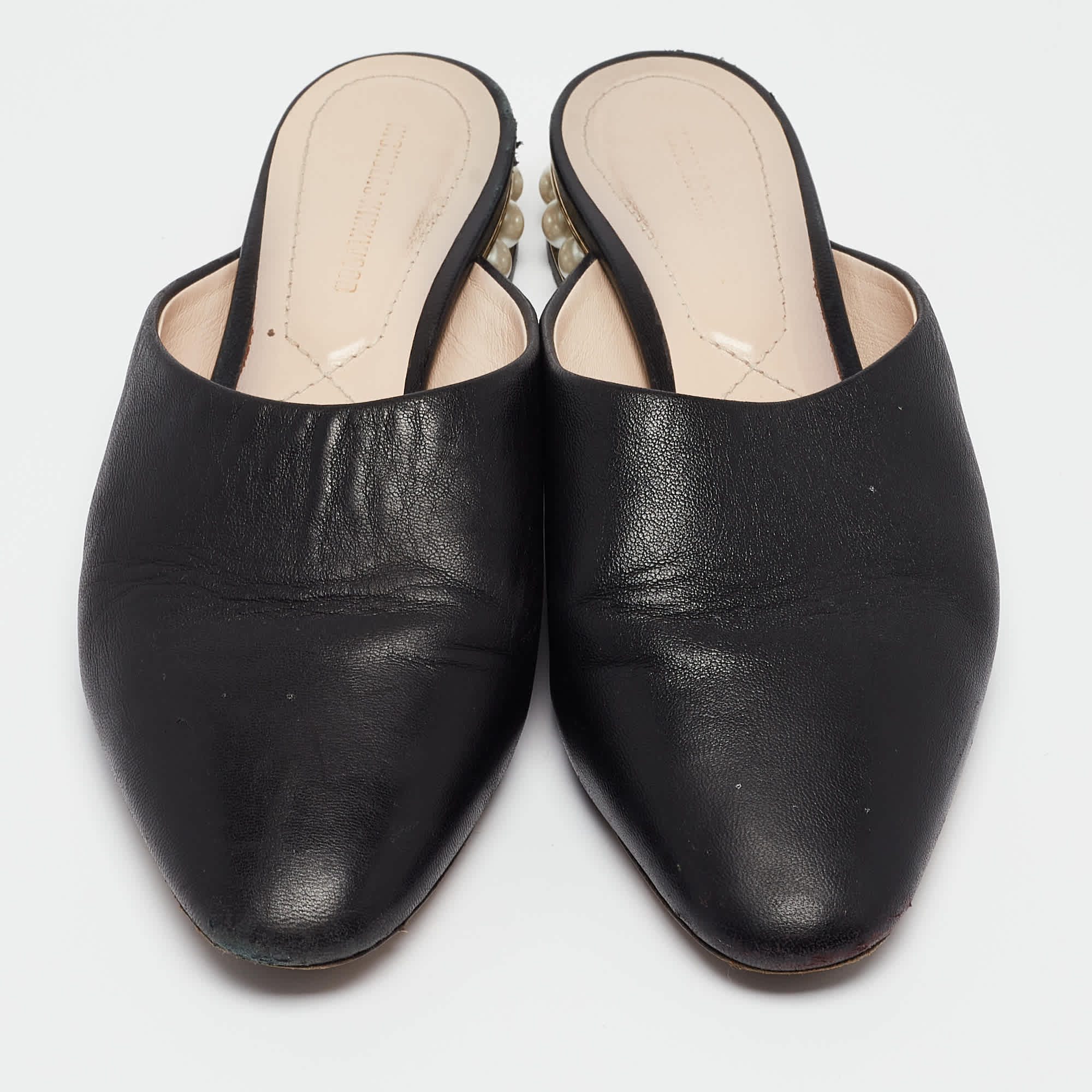 Nicholas Kirkwood Black Leather Casati Flat Mules