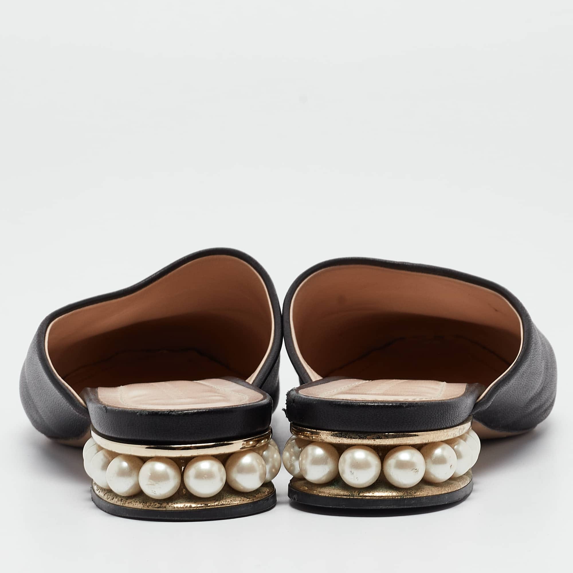 Nicholas Kirkwood Black Leather Casati Flat Mules