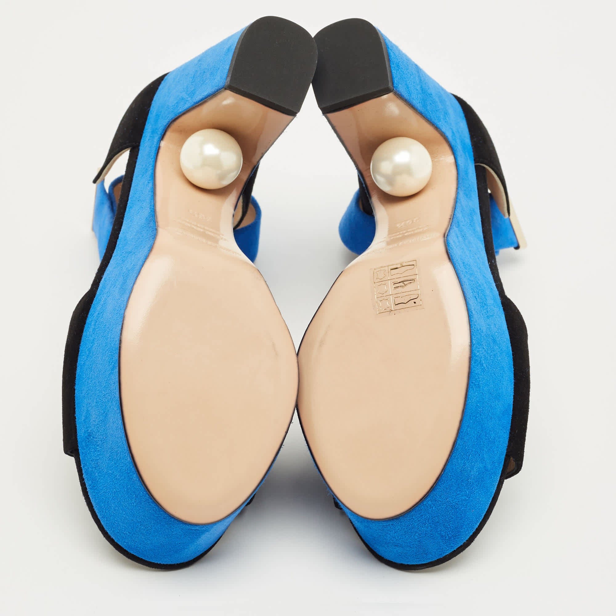Nicholas Kirkwood Black/blue Suede Platform Ankle Strap Sandals