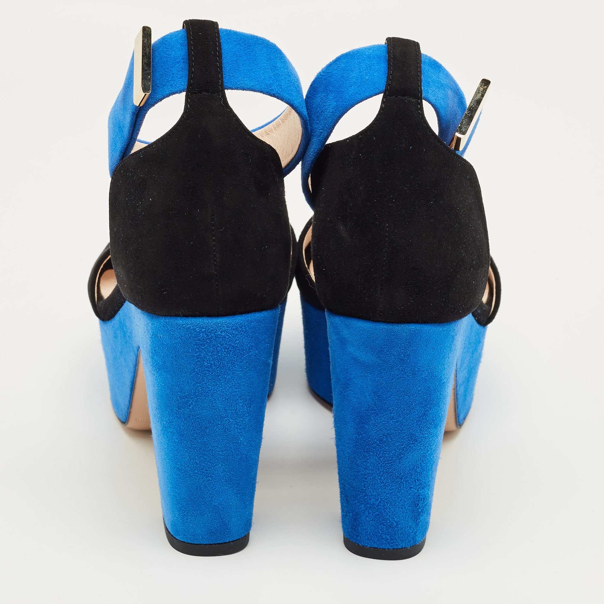 Nicholas Kirkwood Black/blue Suede Platform Ankle Strap Sandals