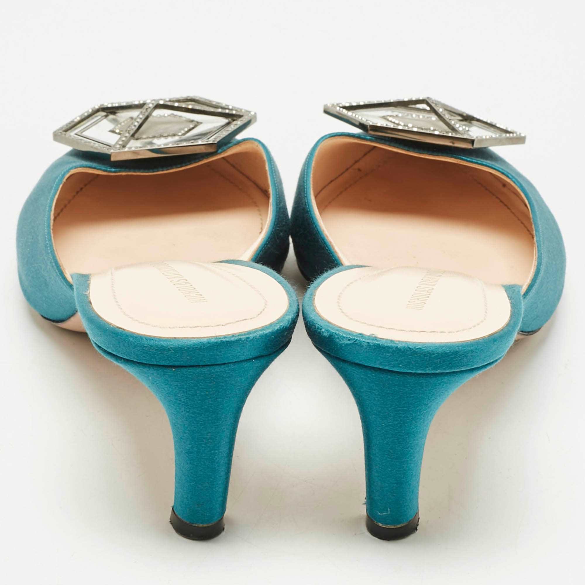 Nicholas Kirkwood Green Satin Eden Heel Mules