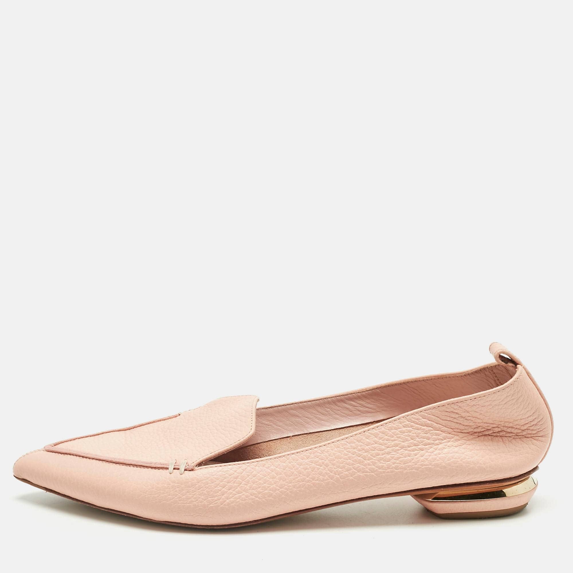 Nicholas Kirkwood Peach Leather Beya Pointed Toe Loafers