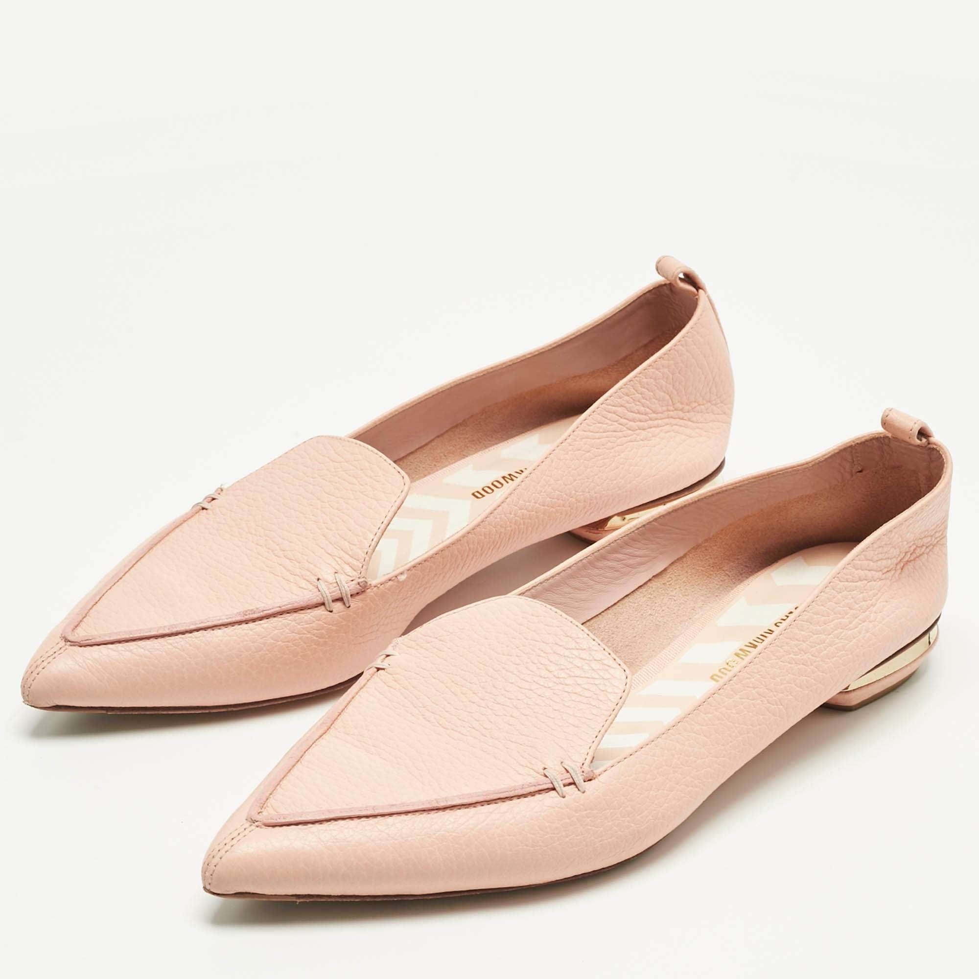 Nicholas Kirkwood Peach Leather Beya Pointed Toe Loafers