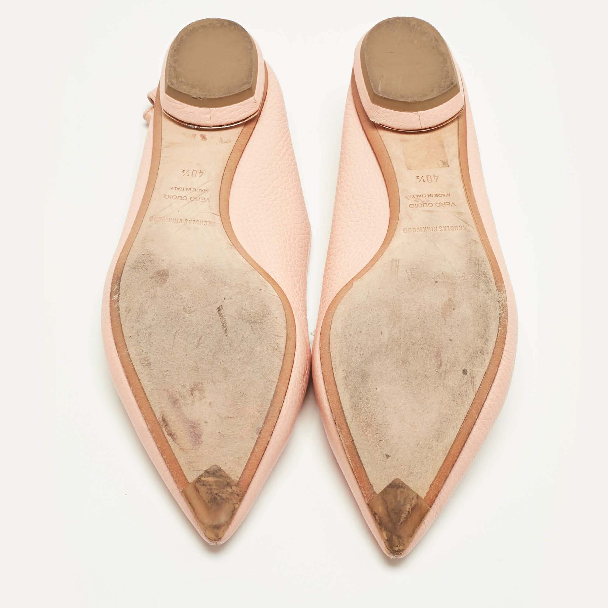 Nicholas Kirkwood Peach Leather Beya Pointed Toe Loafers