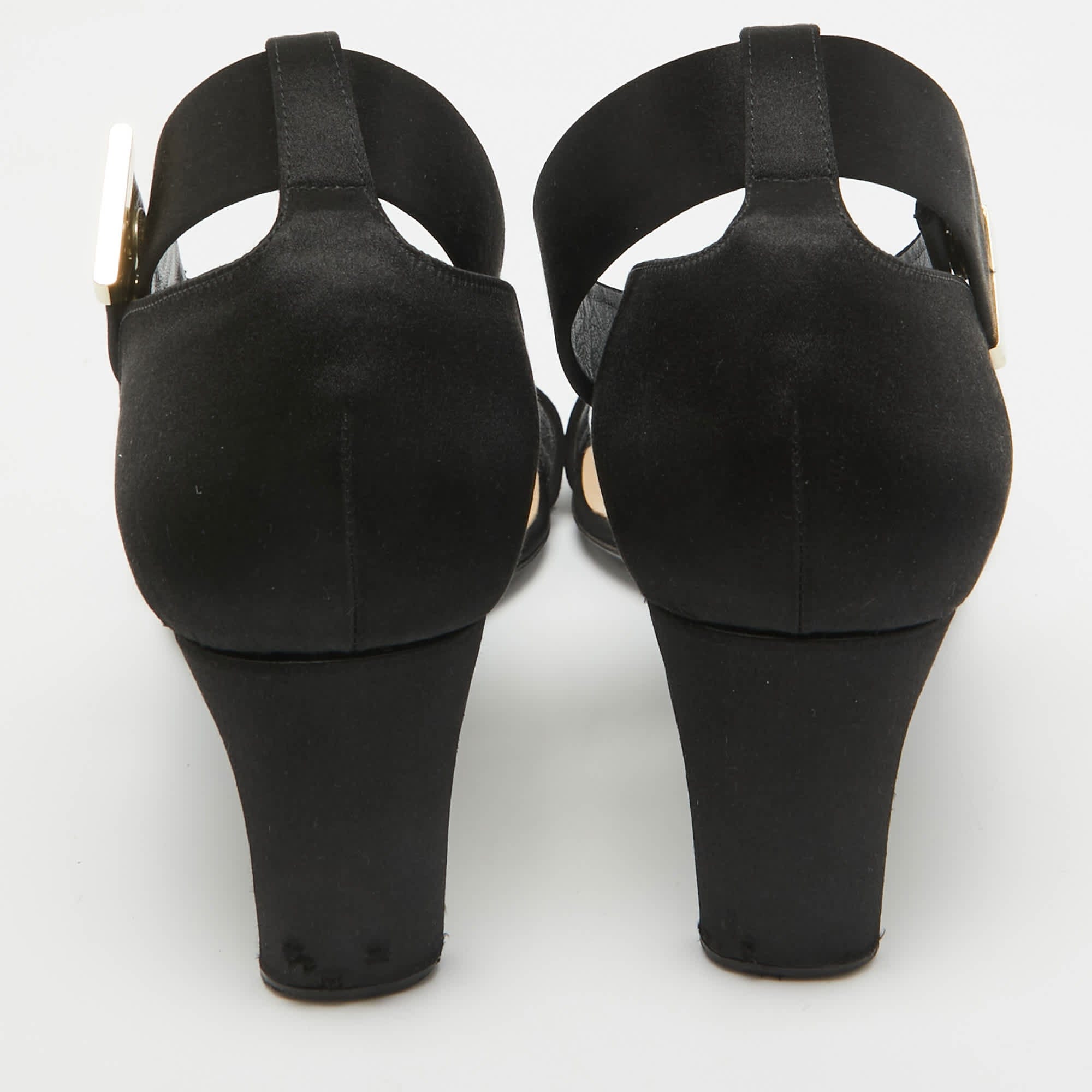 Nicholas Kirkwood Black Satin Pearl Detail Ankle Strap Sandals