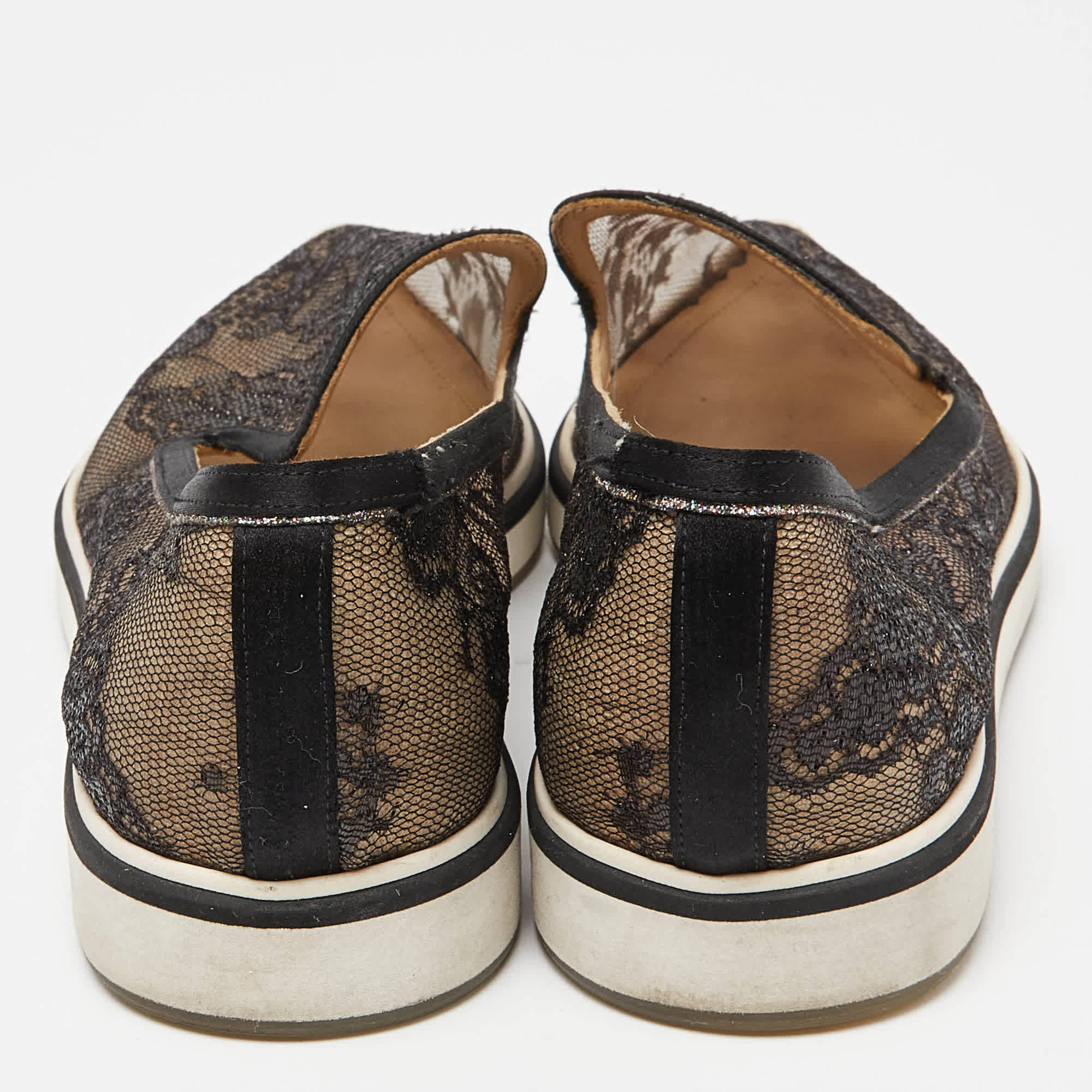 Nicholas Kirkwood Black Lace And Mesh Alona Pointed Toe Smoking Slipper