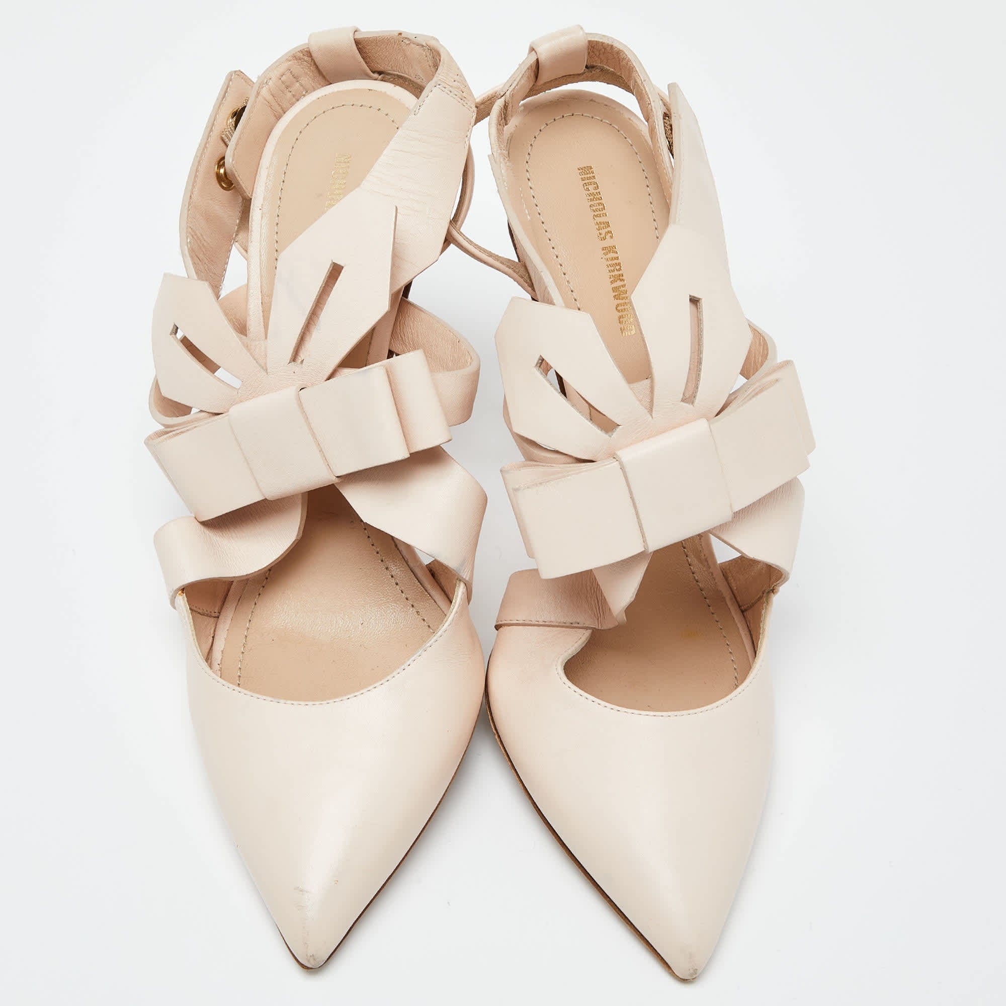 Nicholas Kirkwood Pink Leather Pointed Ankle Strap Sandals