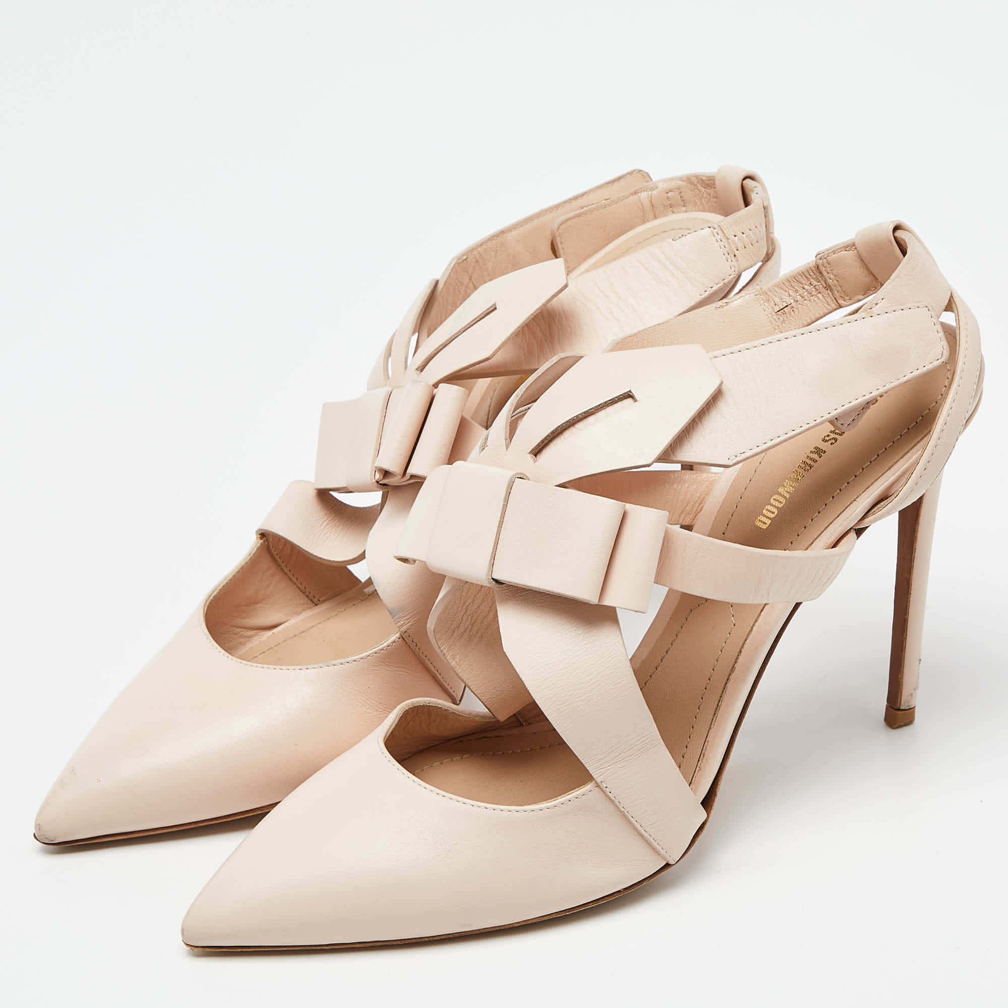 Nicholas Kirkwood Pink Leather Pointed Ankle Strap Sandals
