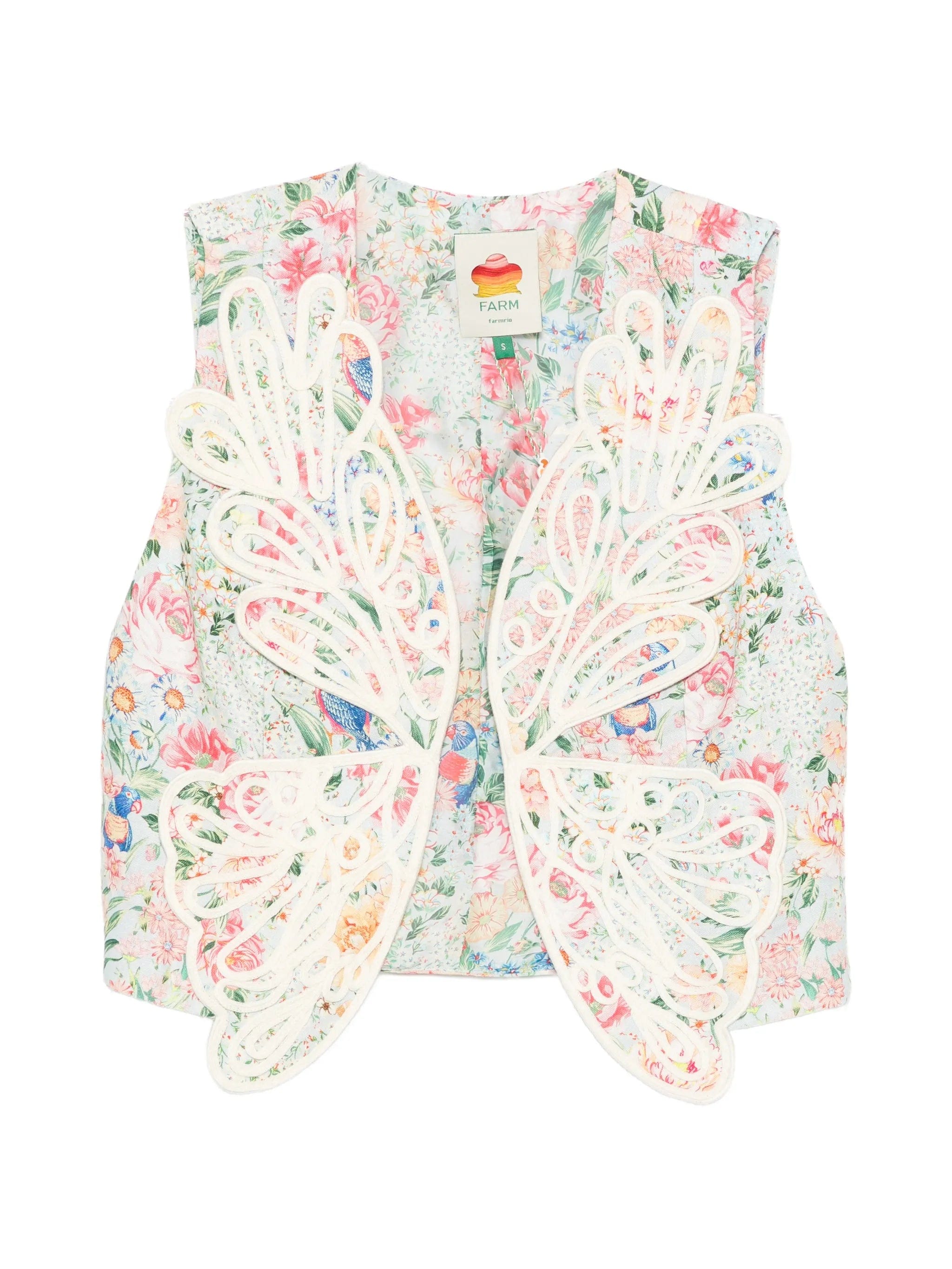 FARM Rio butterfly - appliqué floral - print vest