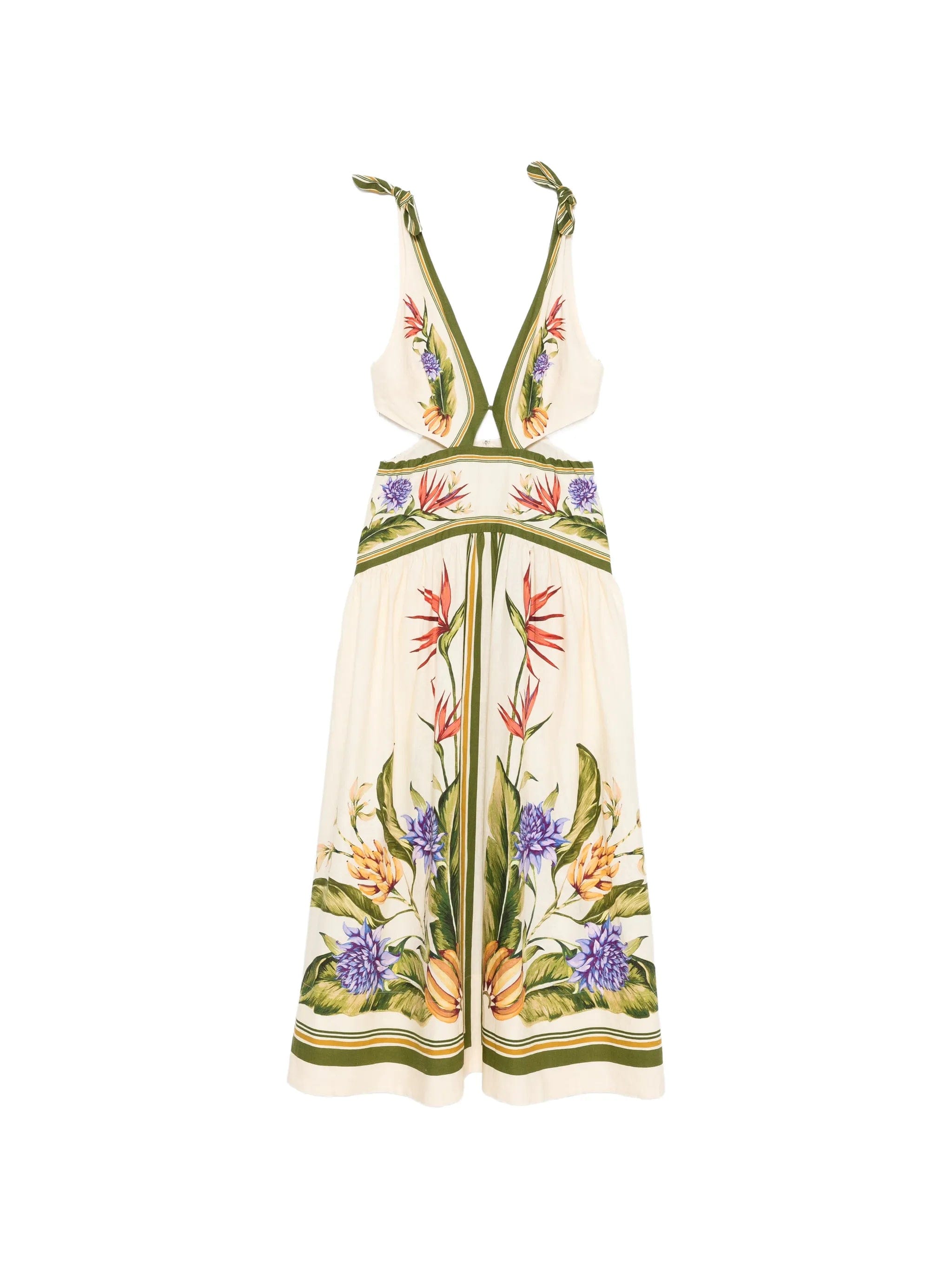 FARM Rio cut - out floral - print midi dress