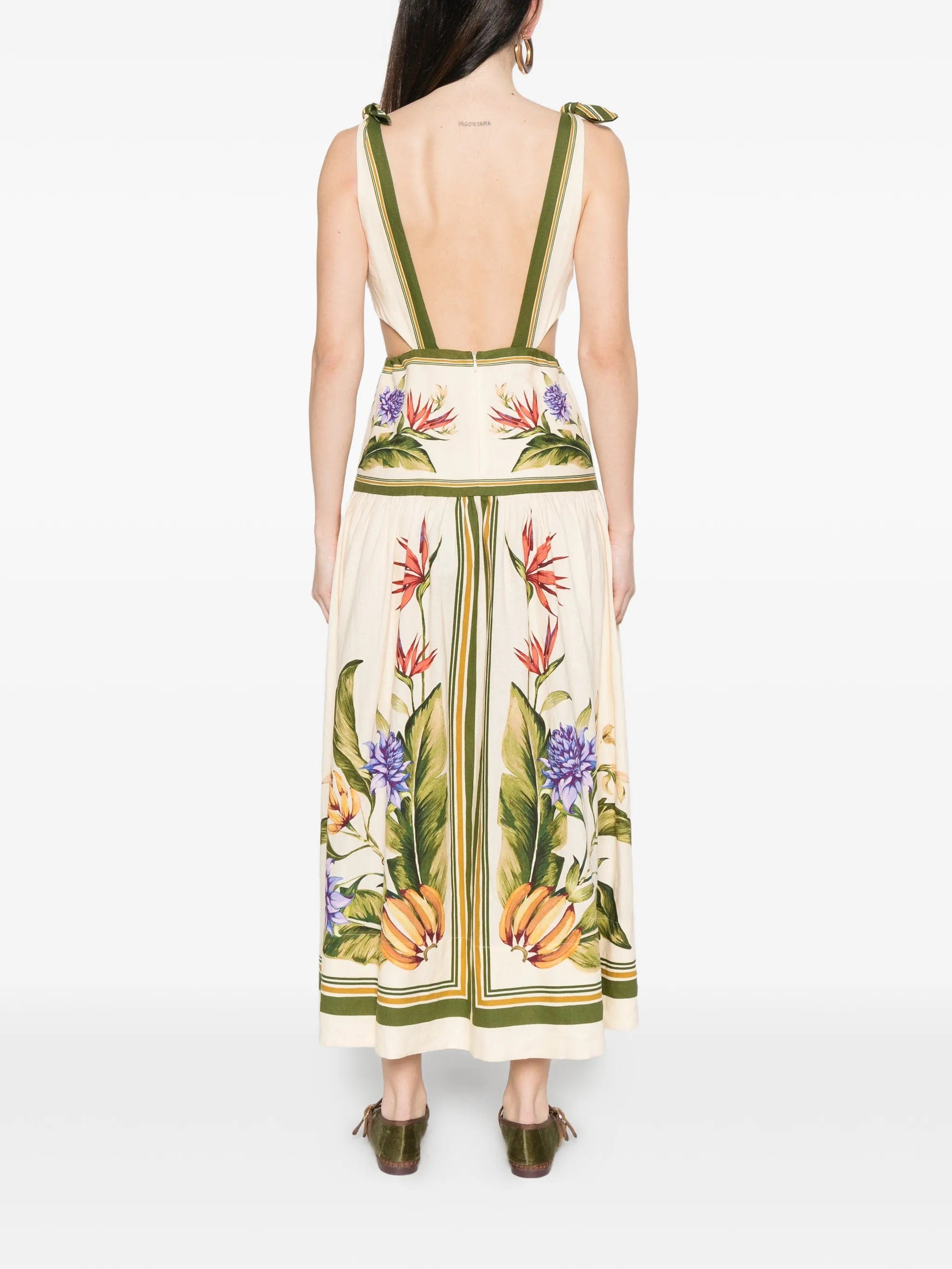 FARM Rio cut - out floral - print midi dress