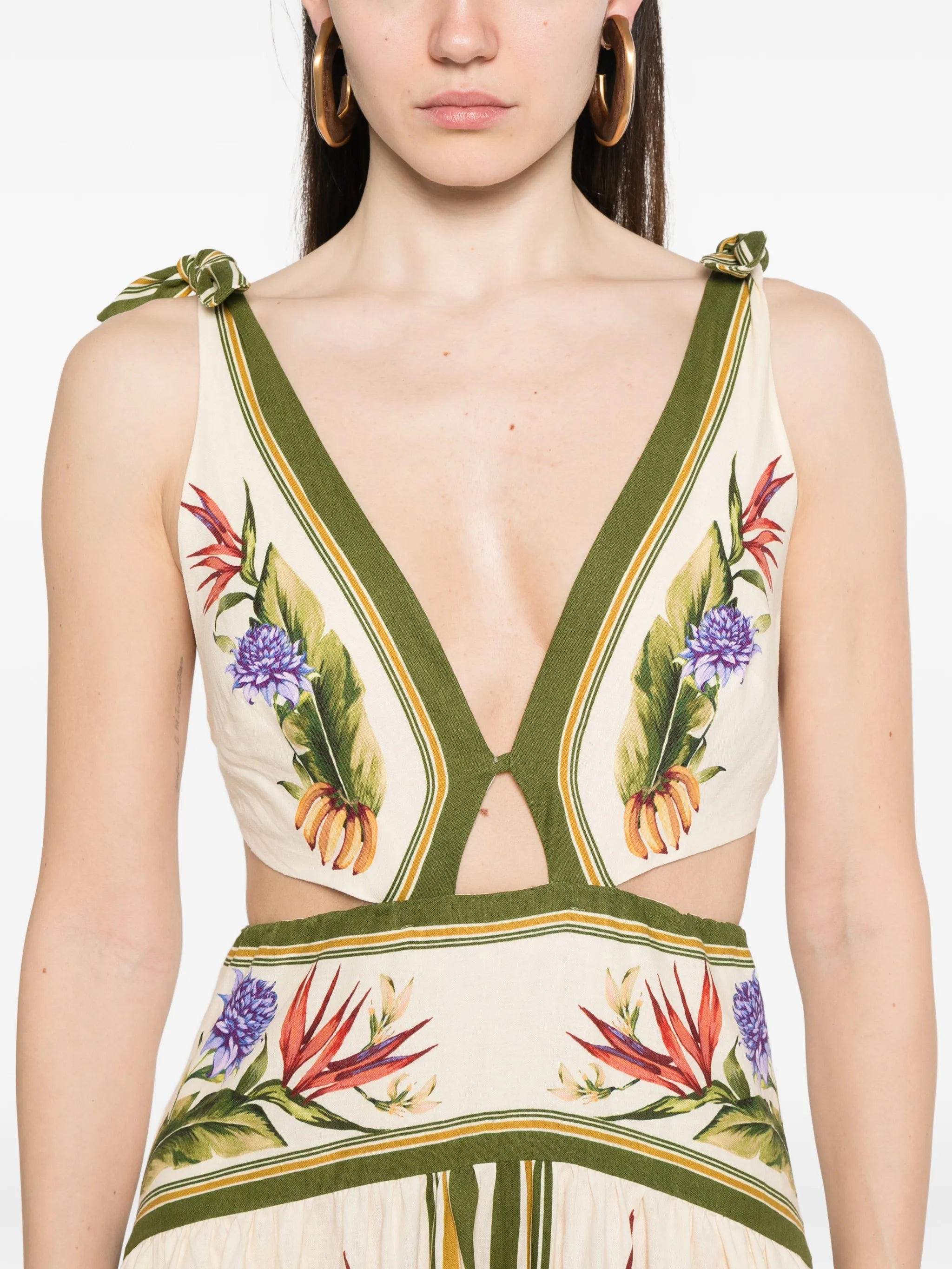 FARM Rio cut - out floral - print midi dress