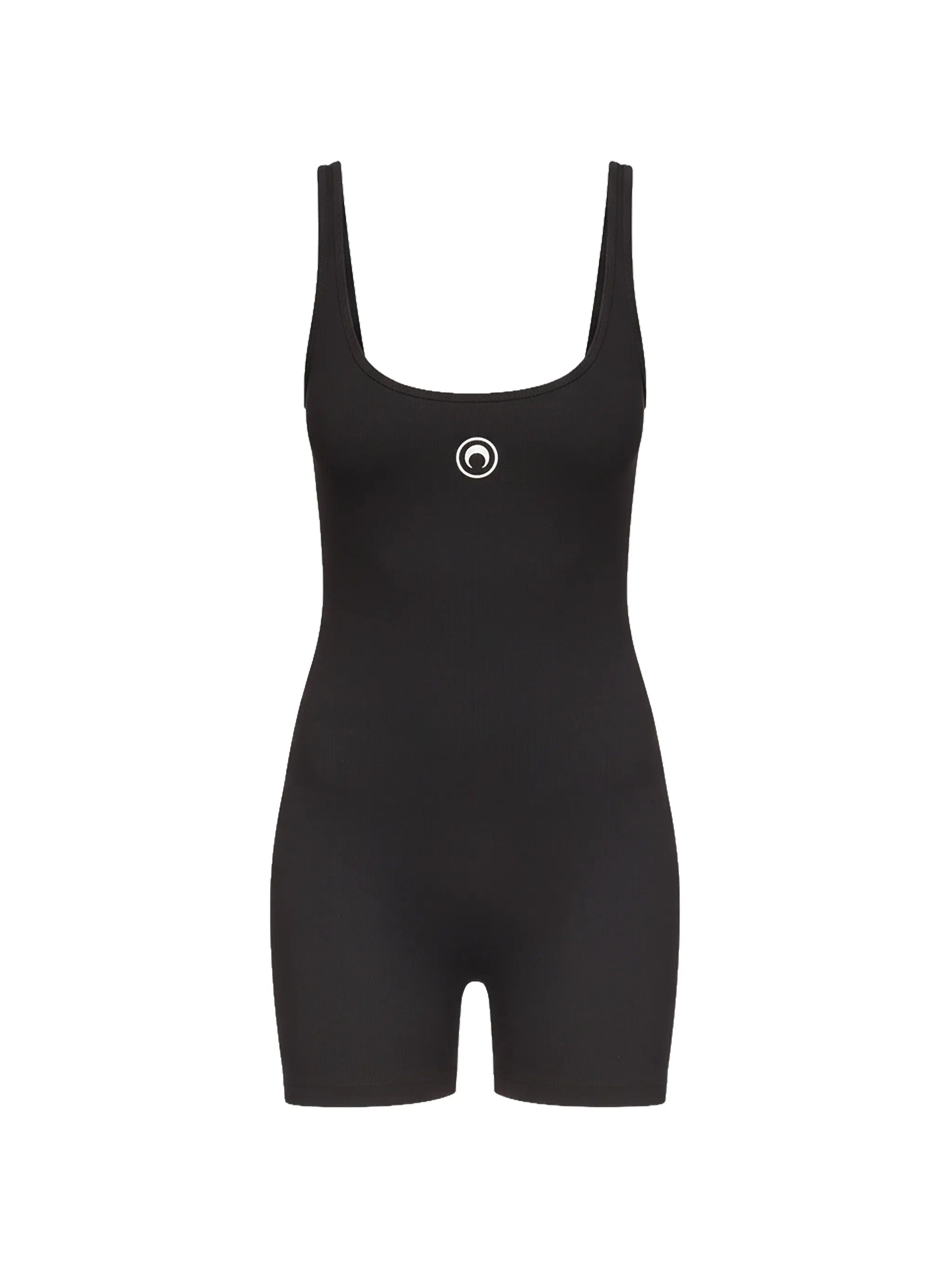 Marine Serre logo ribbed short catsuit