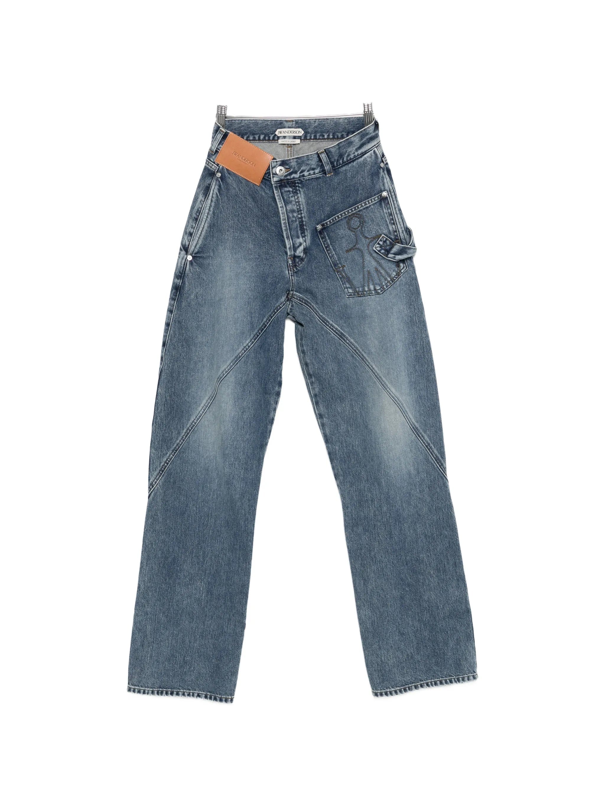 JW Anderson twisted - effect logo - patch denim jeans