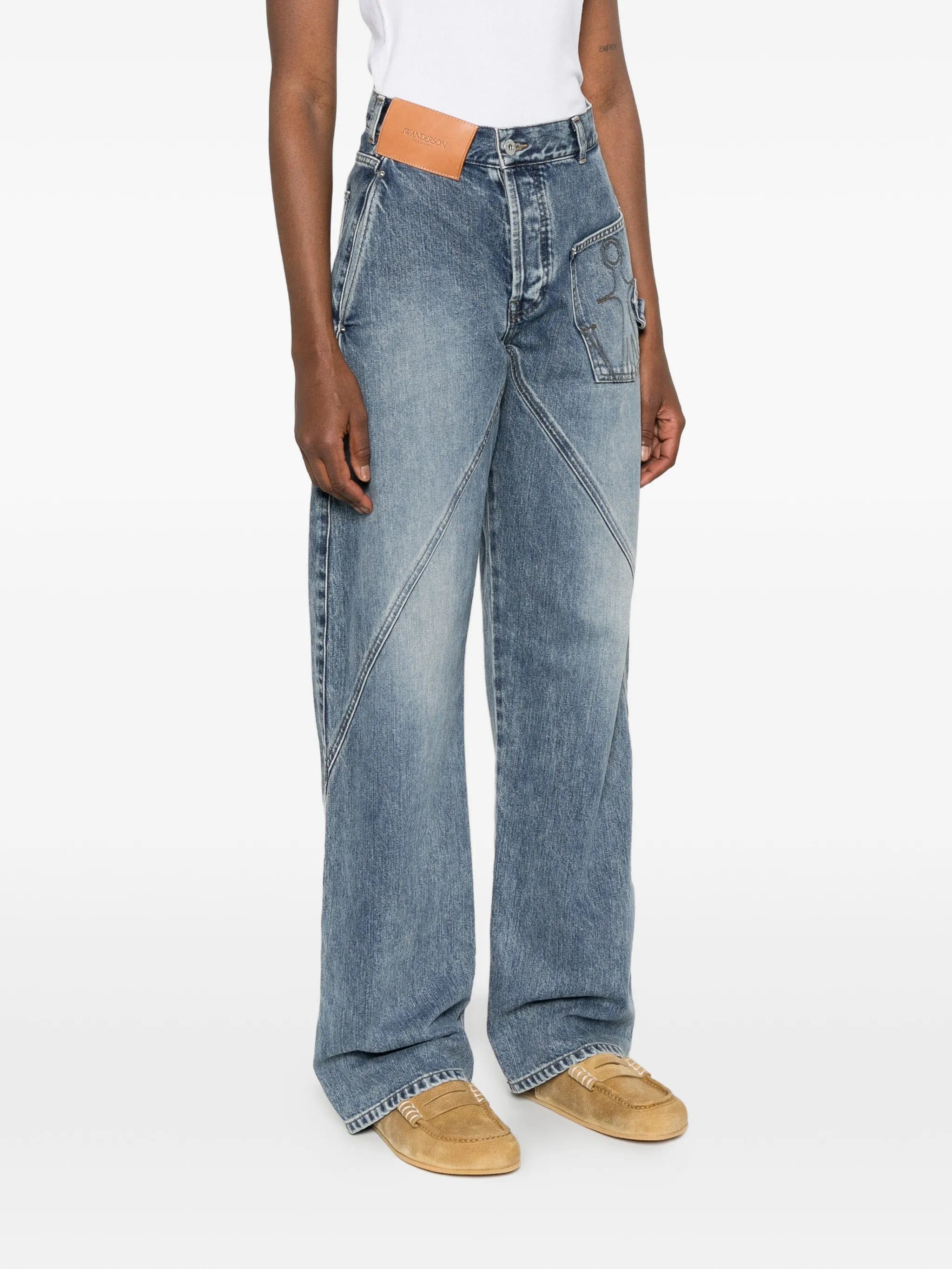 JW Anderson twisted - effect logo - patch denim jeans