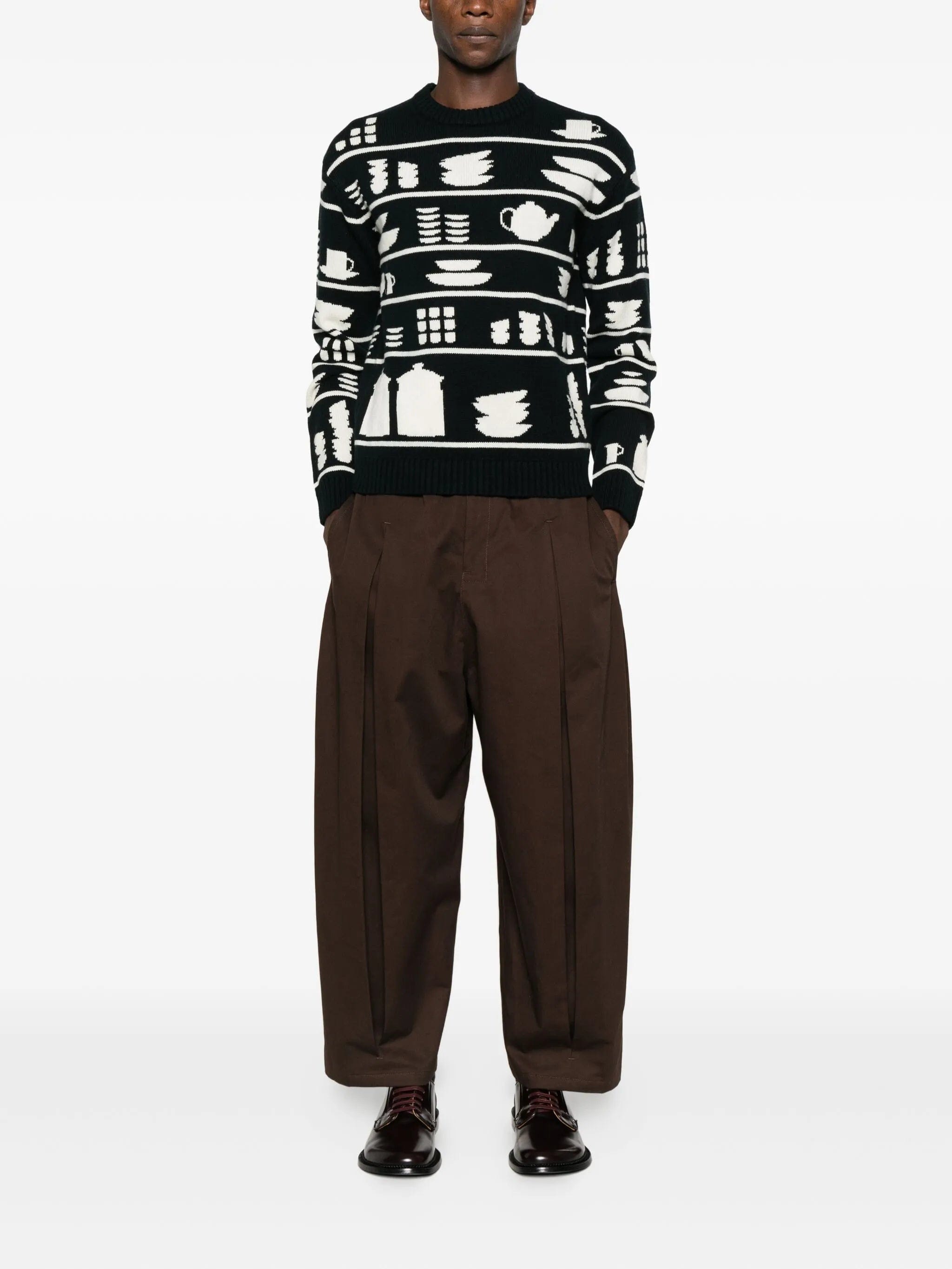JW Anderson tableware - pattern crew - neck sweater