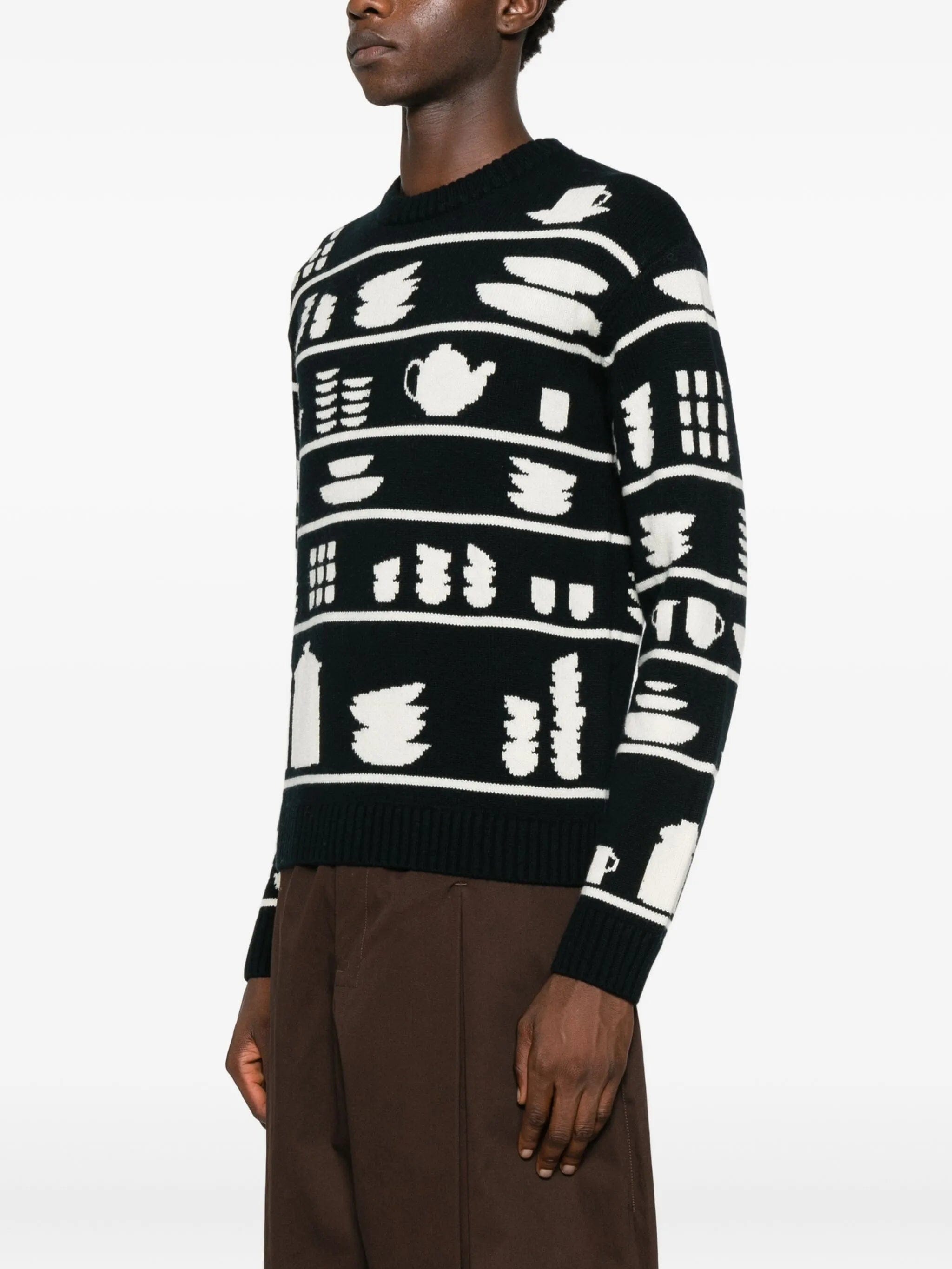 JW Anderson tableware - pattern crew - neck sweater