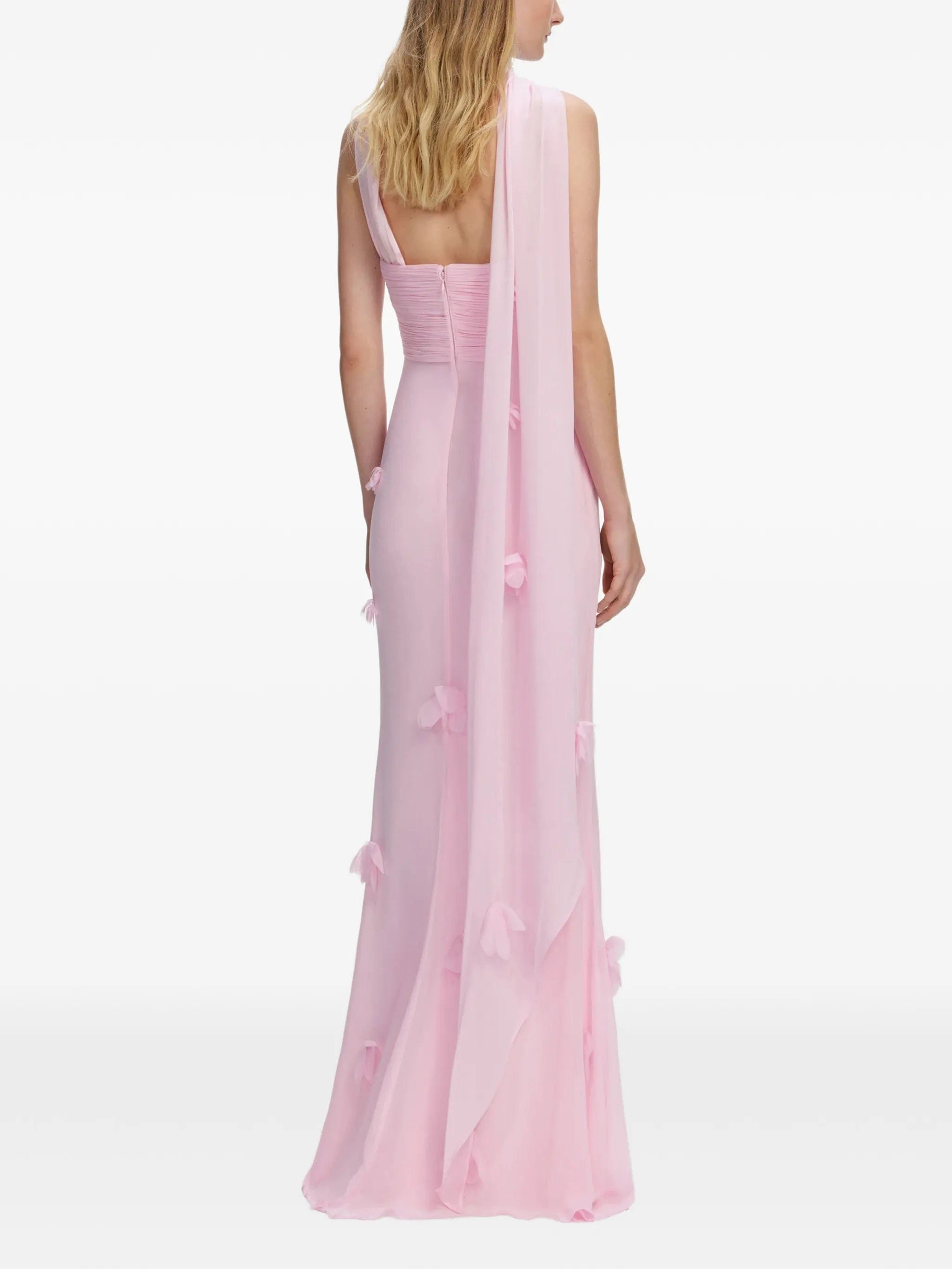Self-Portrait floral - appliqué strapless maxi dress