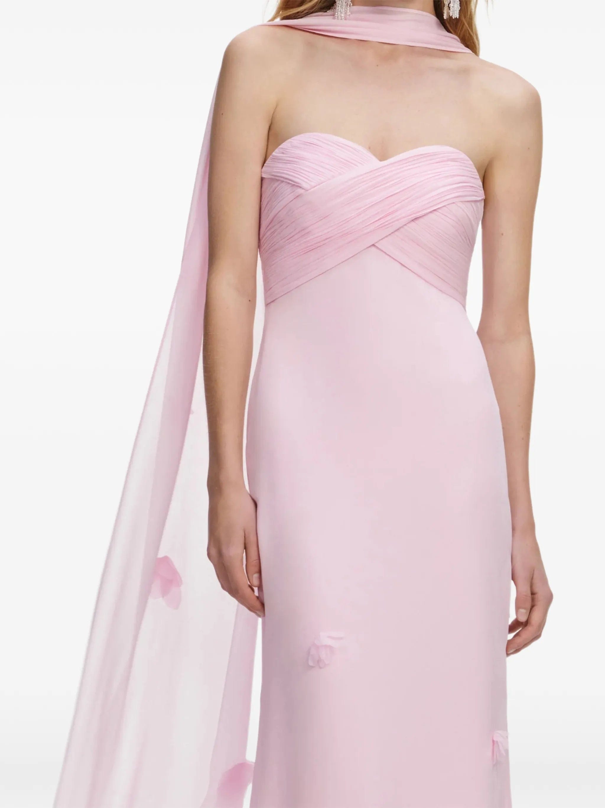 Self-Portrait floral - appliqué strapless maxi dress