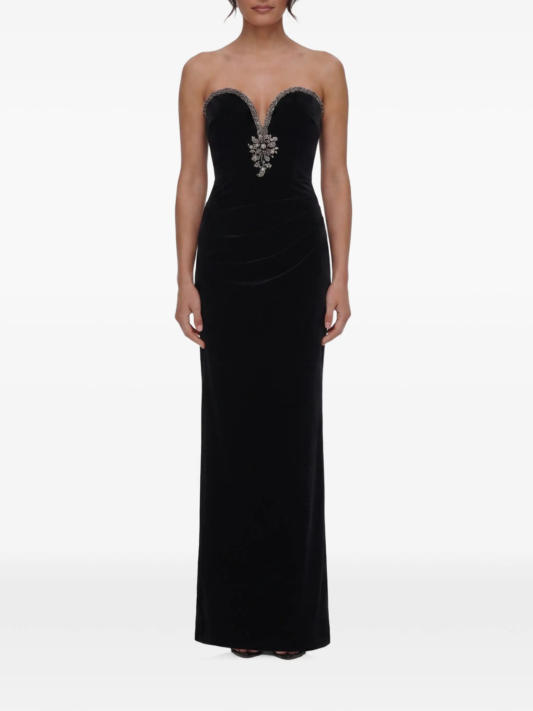 Self-Portrait black velvet maxi dress