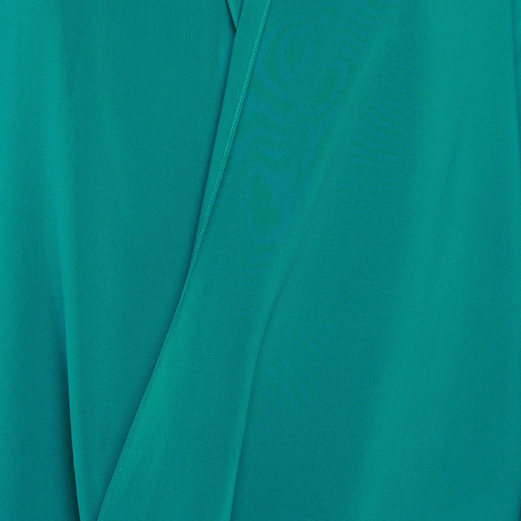 Alice + Olivia Teal Blue Silk Draped Blouse