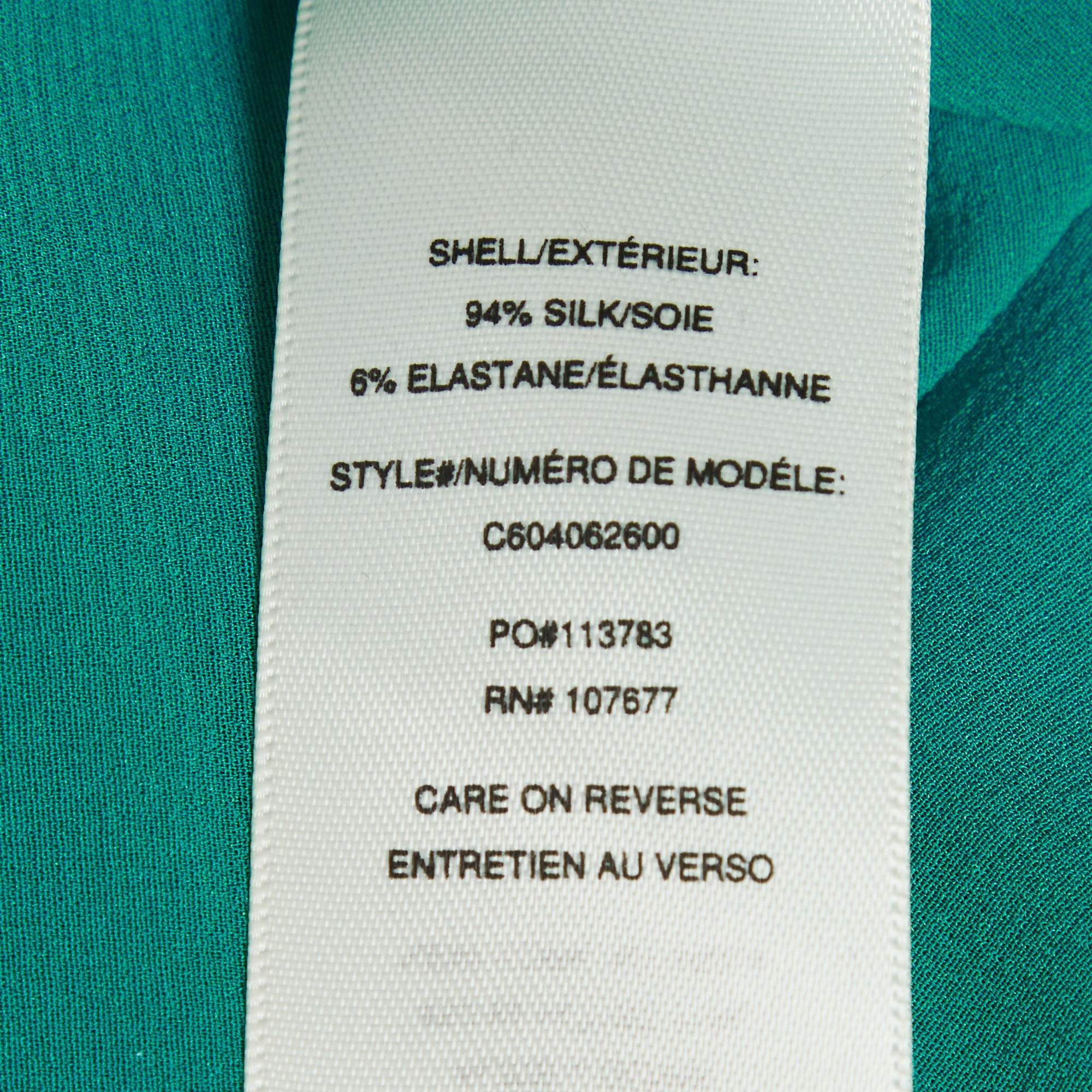 Alice + Olivia Teal Blue Silk Draped Blouse