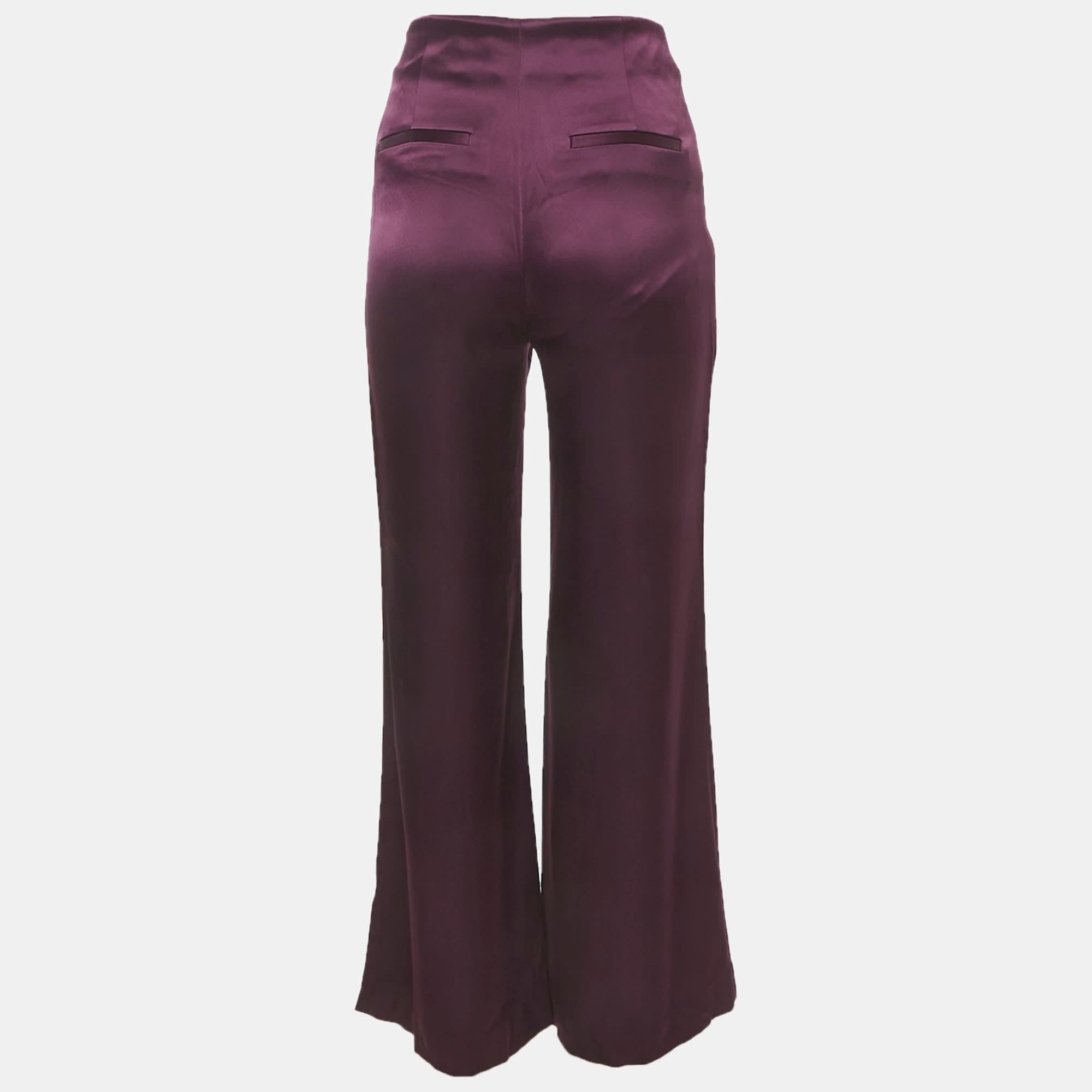 Alice + Olivia Purple Satin Wide Leg Trousers