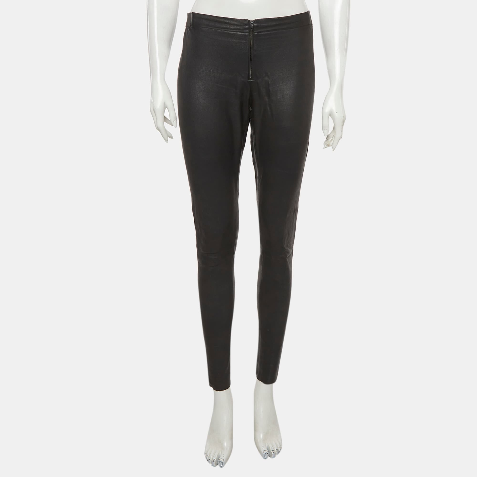 Alice + Olivia Black Leather Skinny Fit Pants