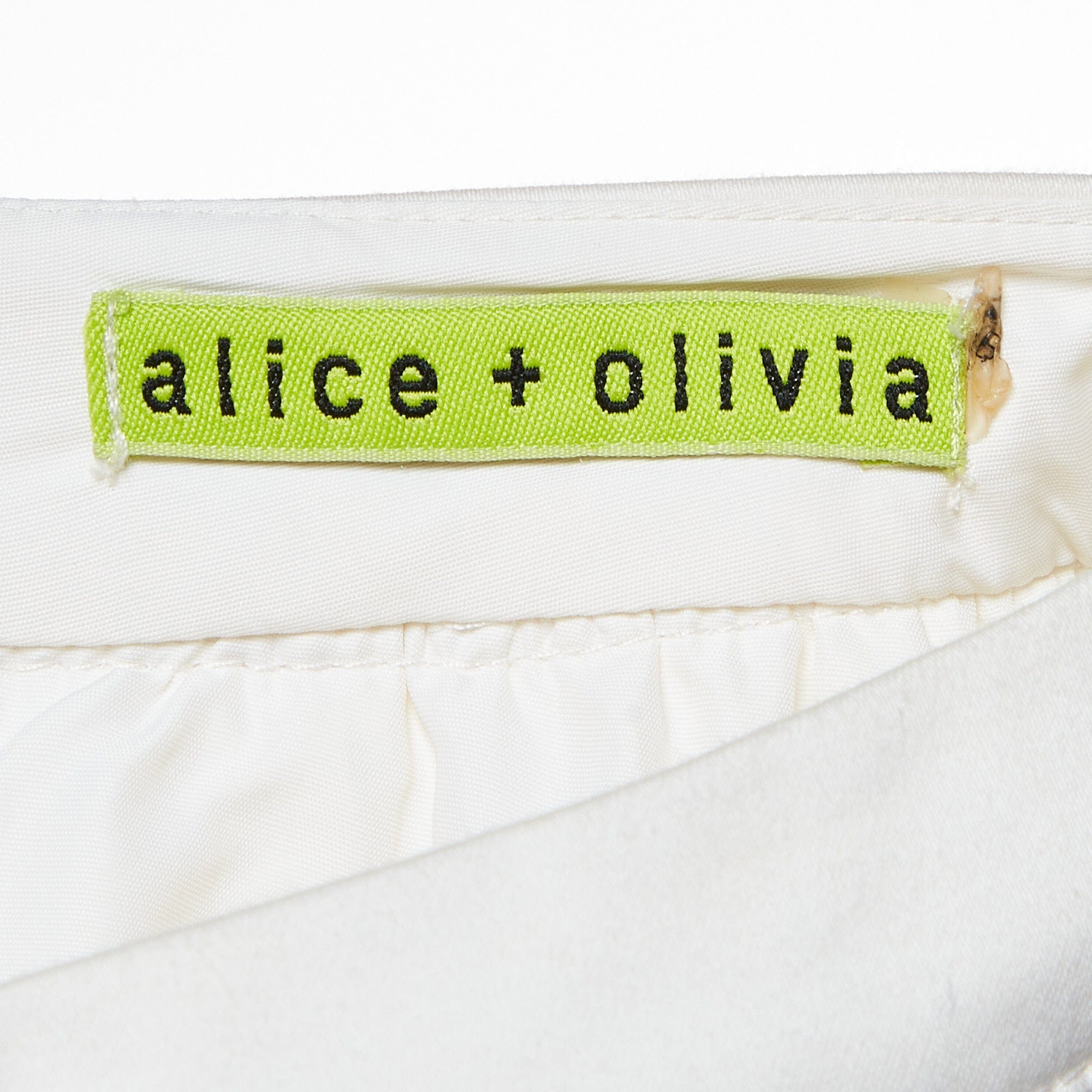 Alice + Olivia White Flamingo Print Stretch Cotton Flared Hale Mini Skirt