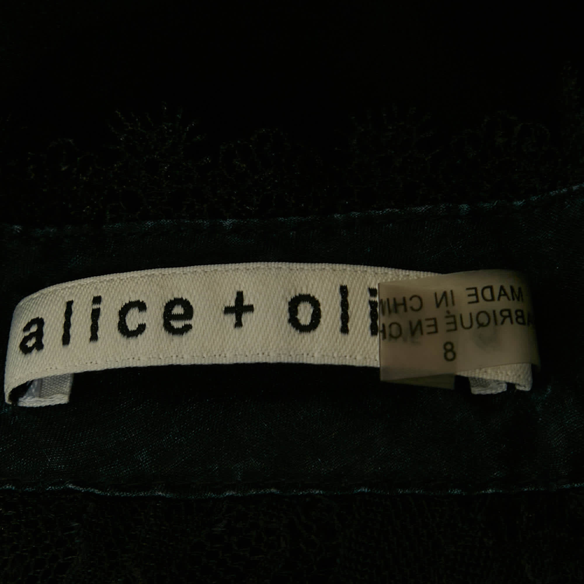 Alice + Olivia Black Crepe Lace Detail Mini Dress