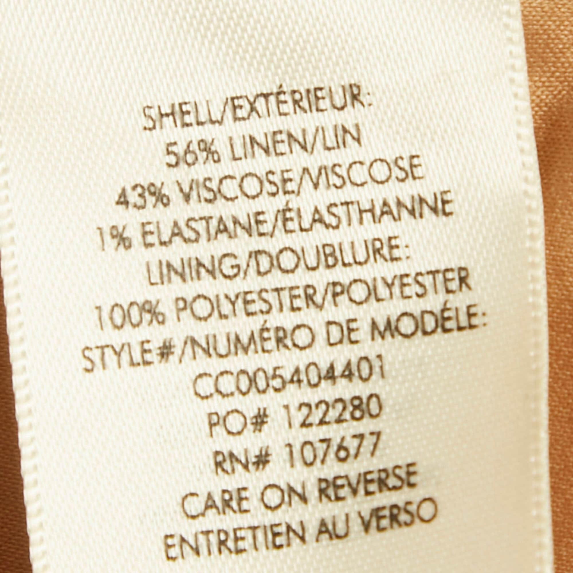 Alice + Olivia Brown Linen Blend Open Front Muriel Coat