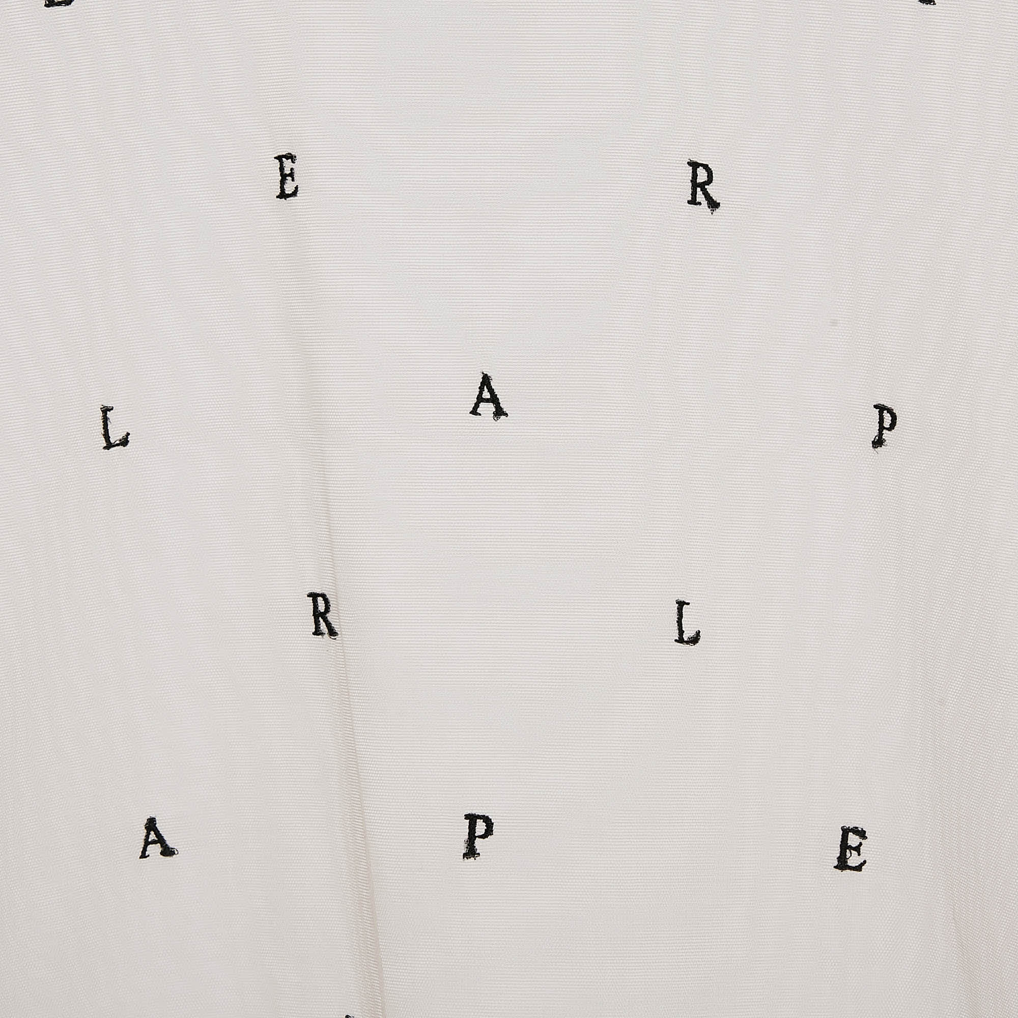 EMBROIDERED TULLE Light Pink Logo Embroidered Tulle Sheer Top