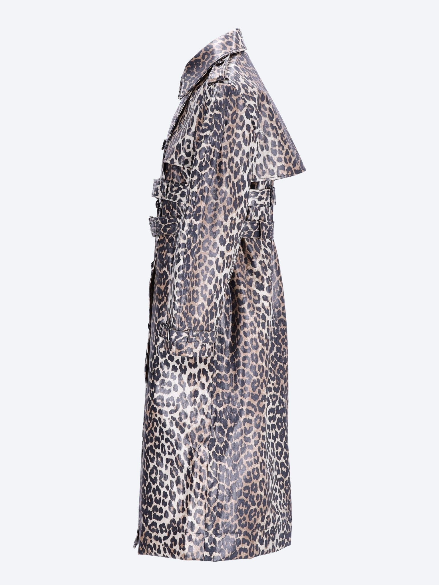 GANNI Laminated cotton canvas trench coat